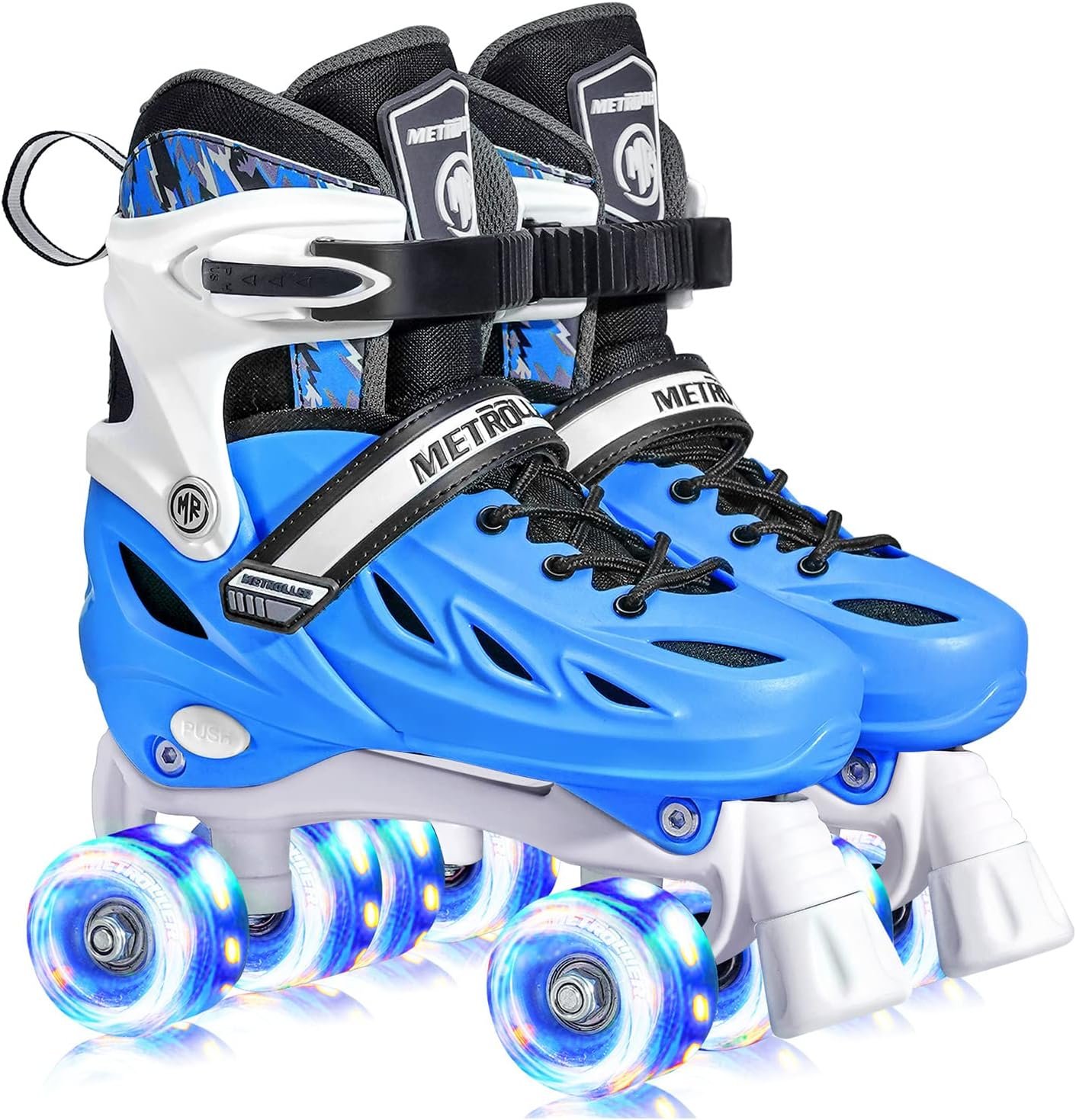 METROLLER Roller Skates for Girls Ages 5-8 8-12 and Boys Teens, Adjustable 4 Sizes for Kids Toddler Rollerskates with Light up Wheels, for Women