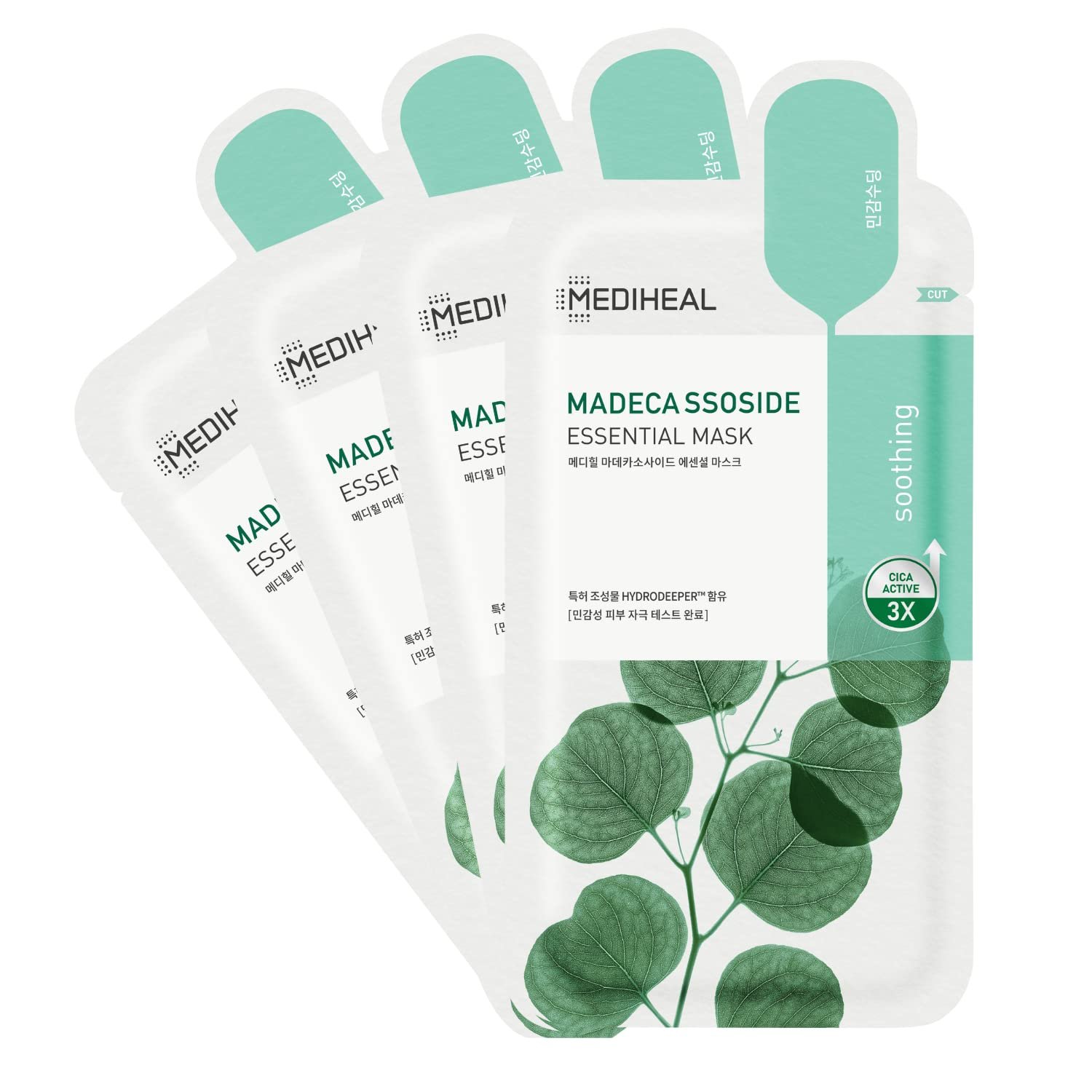 Mediheal Best Korean Sheet Mask – Madecassoside Essential Face Mask 4 Sheets For Sensitive Blemish Prone All Skin Types Hydrating Moisturizing Calming Soothing