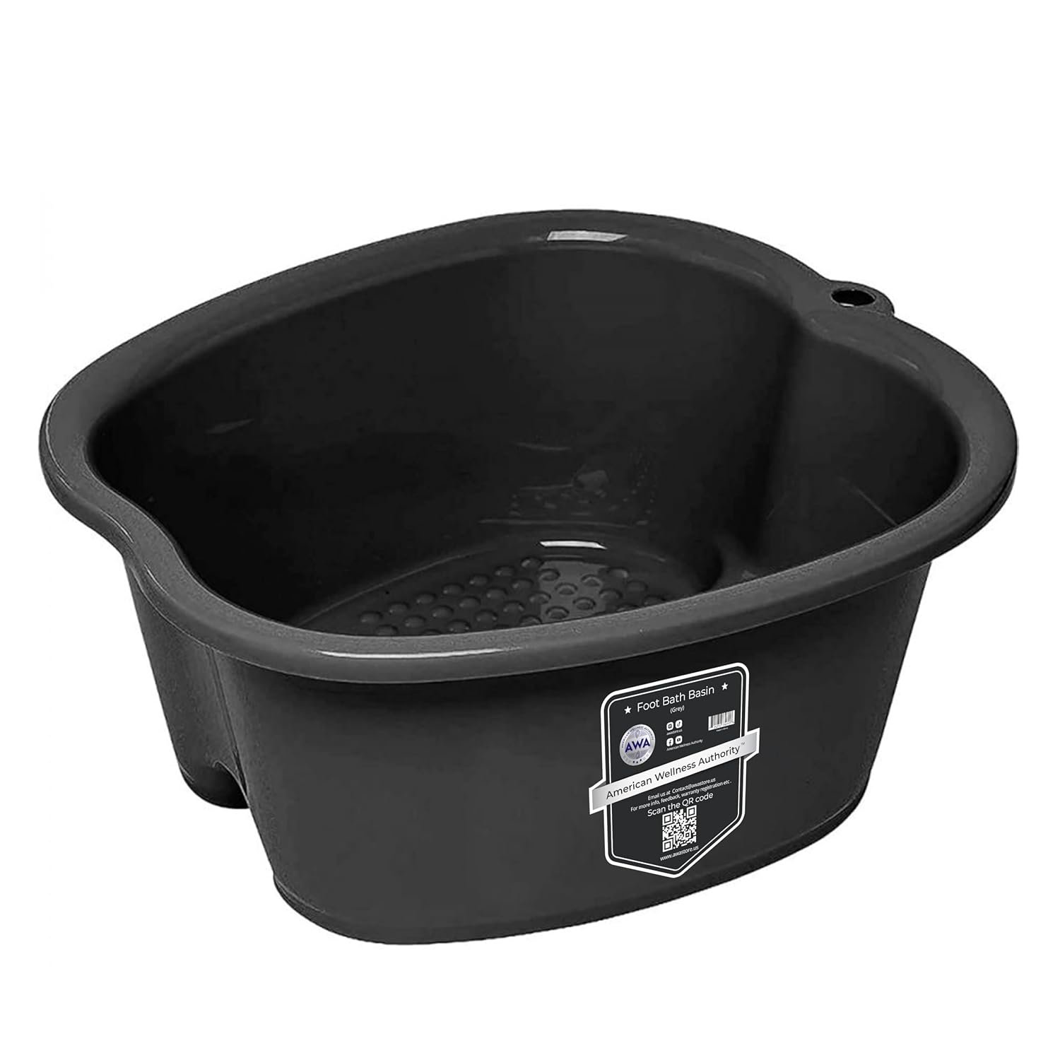 American Wellness Authority AWA Extra Large foot bath basin – Sturdy plastic soak tub For Soaking feet and Pedicure At Home Spa Kit Women Men (Grey Basin), 1.0 Count