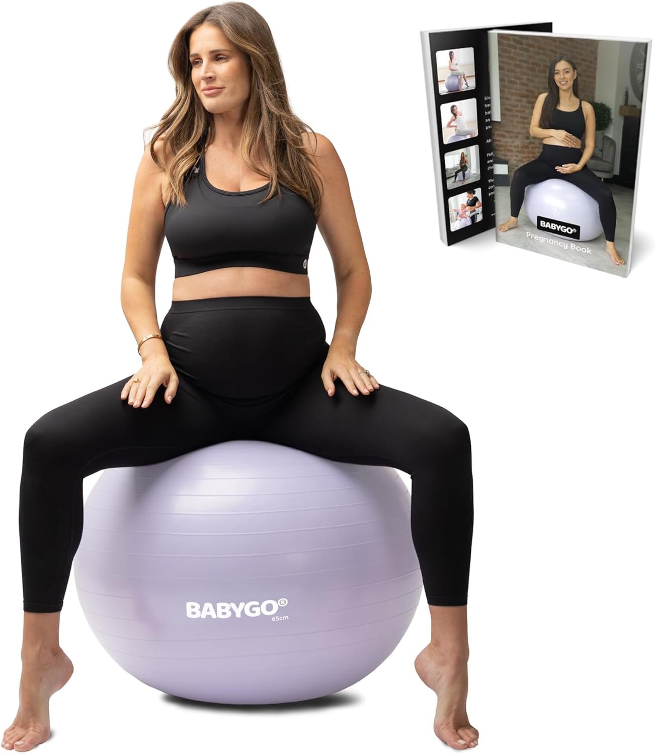 BABYGO Birthing Ball – Pregnancy Yoga Labor & Exercise Ball & Book Set Trimester Targeting, Maternity Physio, Birth & Recovery Plan Included Anti Burst Eco Friendly