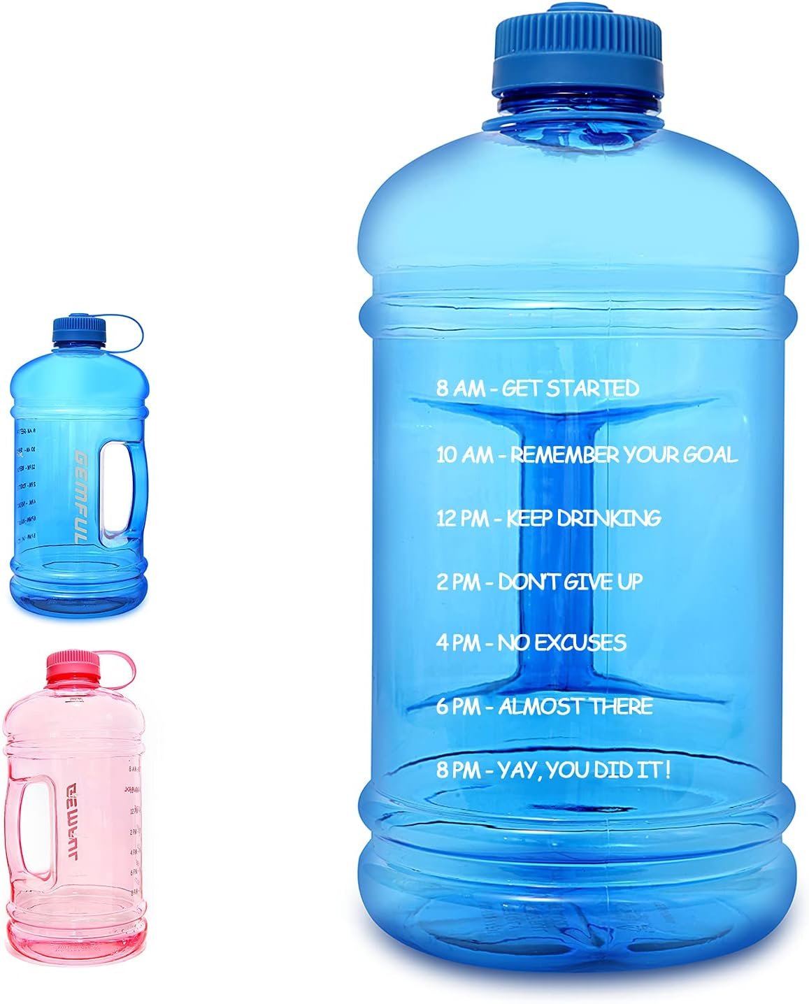 GEMFUL Large Water Bottle Motivational 3 Liter – BPA Free Big Jug for Sport Outdoor