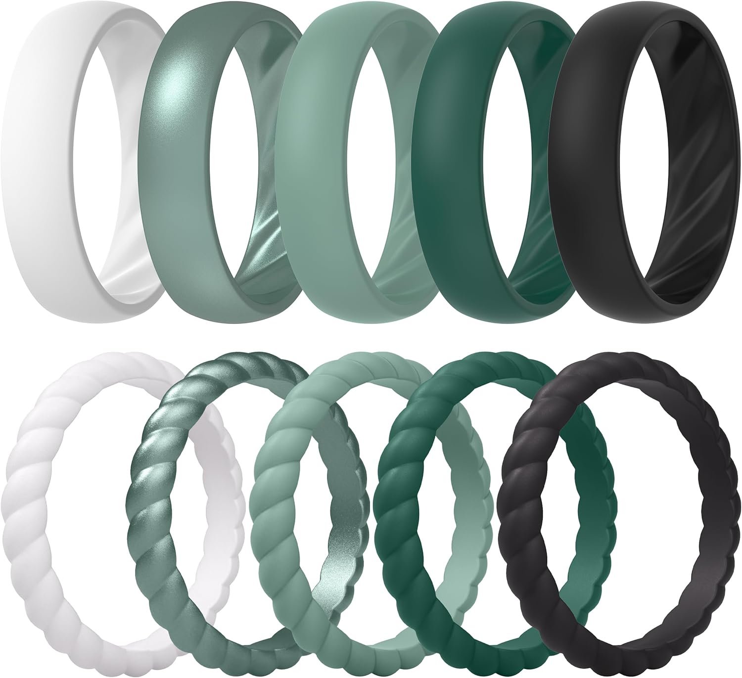 ThunderFit Silicone Rings for Her, Mix Women’s Silicone Wedding Rings, 1.8mm Thick Rubber Engagement Rings Swivel & 5.5mm Classic Rings Combo