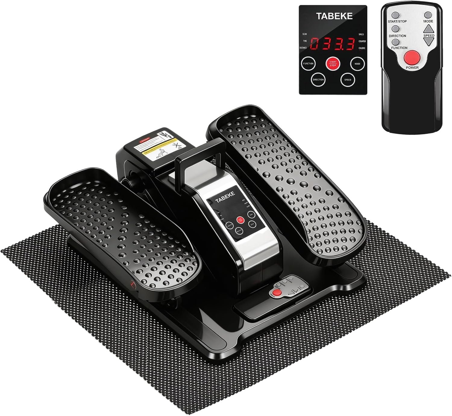 TABEKE Under Desk Elliptical Machine, Electric Ellipse Leg Exerciser for Senior with Remote Control & 12 Speeds, Portable Quiet Electric Seated Pedal Exerciser for Home with Display Monitor