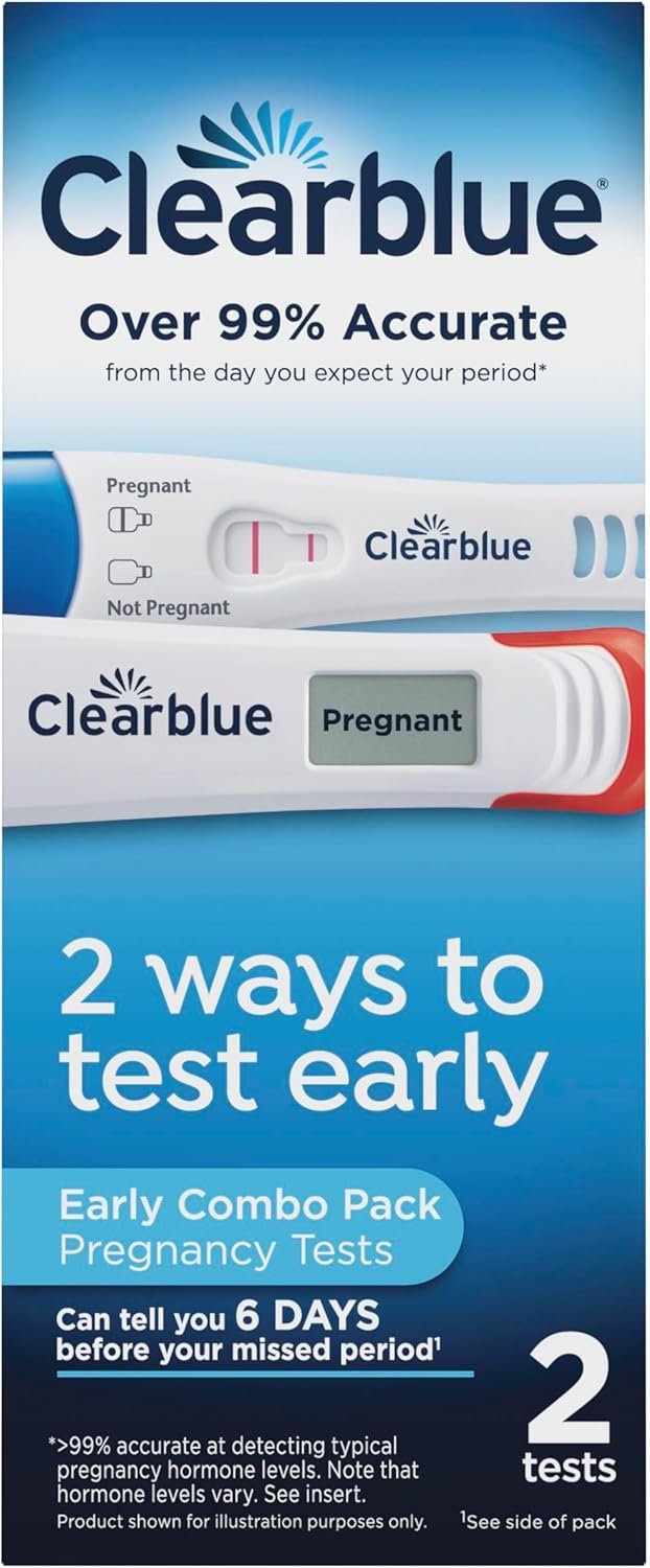 Clearblue Early Pregnancy Test Kit, at-Home Pregnancy Test Kit for Women, hCG Hormone Pregnancy Tests with Easy-to-Read Results, 2 Tests