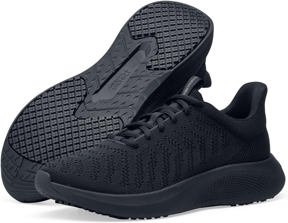 Shoes for Crews Women’s Slip-Resistant Work Sneakers – Comfortable, Non-Slip Work Shoes for Women in Food Service, Healthcare, Hospitality – Sleek Knit