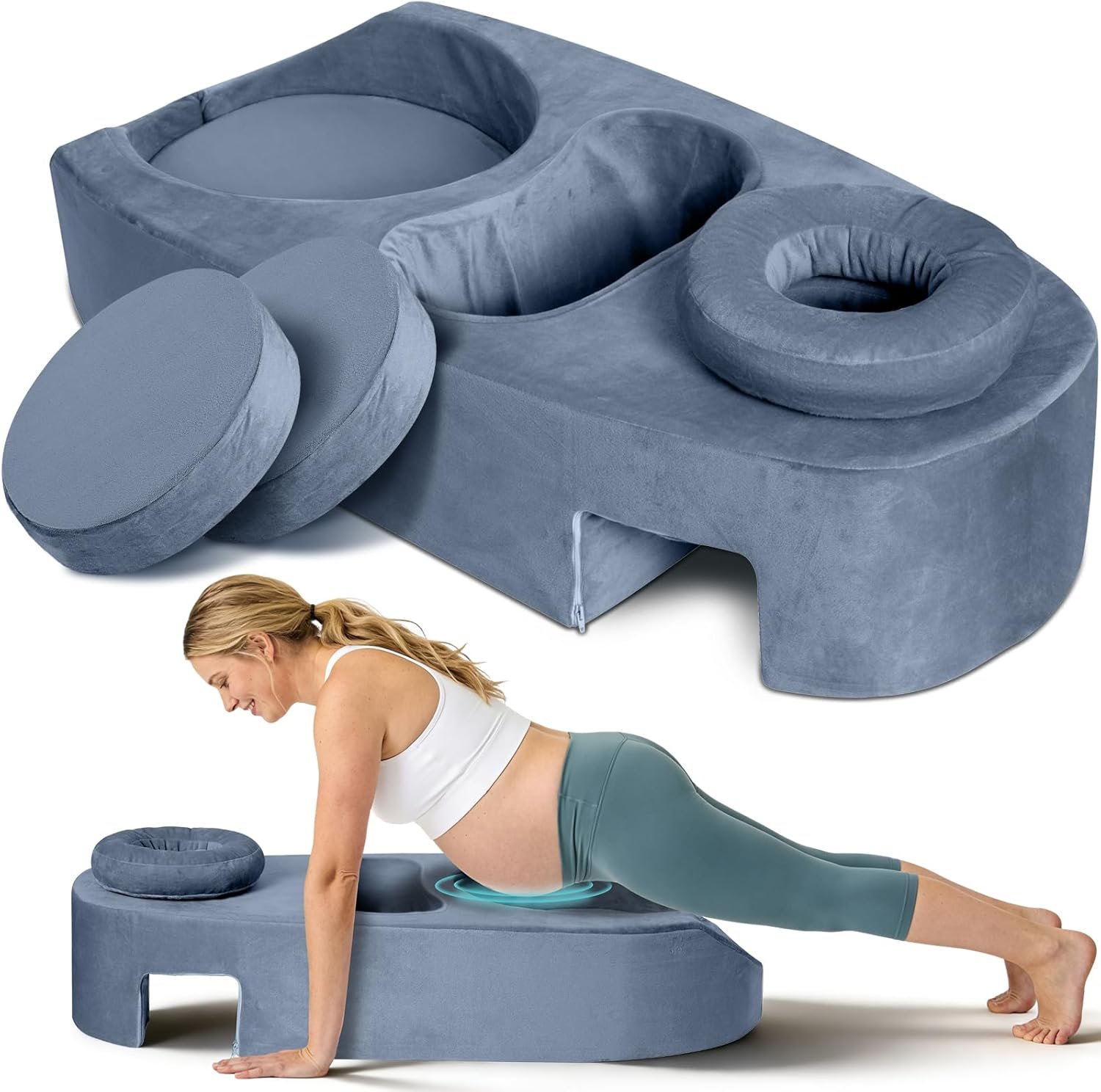 SAHEYER Pregnancy Massage Cushion and Headrest, Full Body Prenatal Bolster Release Lower Back Pain, Maternity Pillow After Breast Surgery, Pregnancy Stomach, Grey