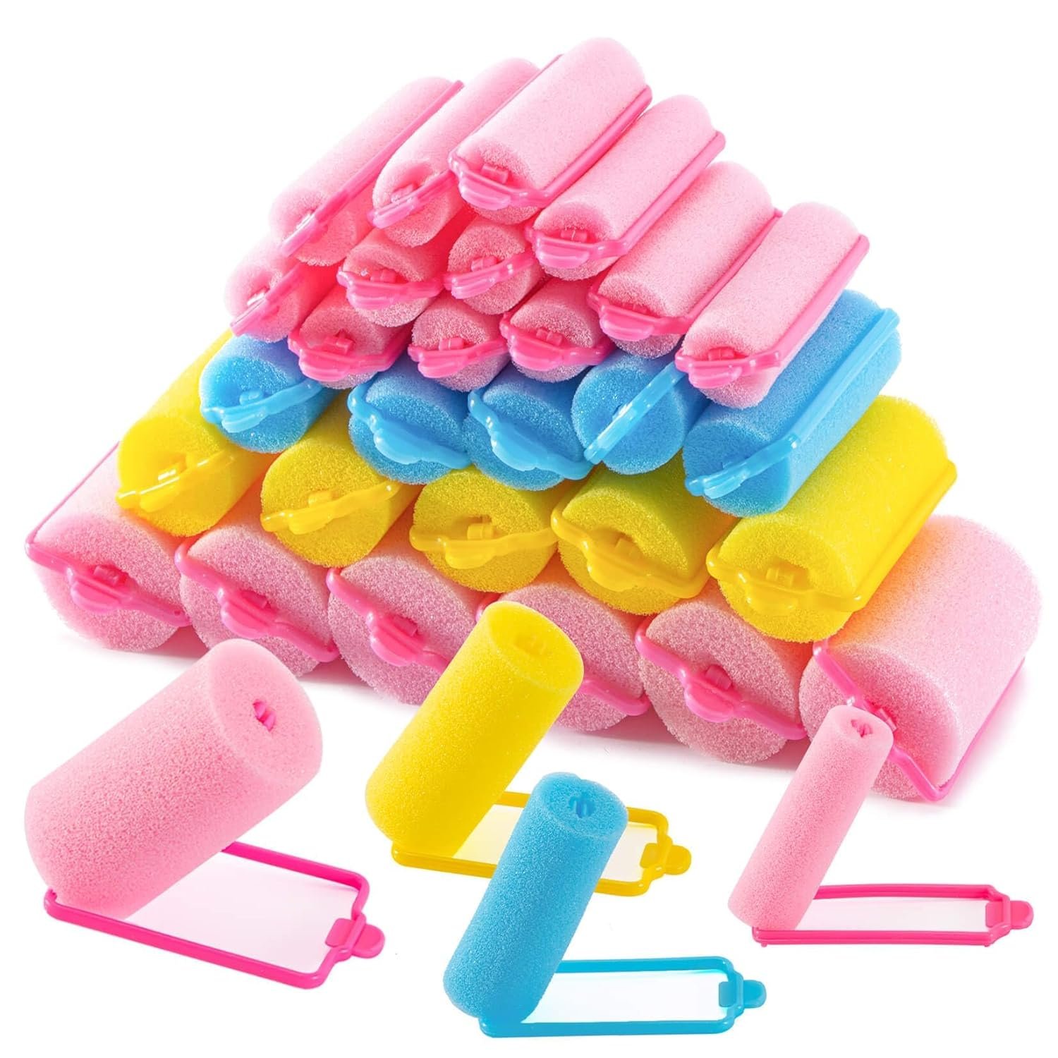 MAQIHAN 36PCS Foam Hair Rollers – Sponge Rollers for Heatless Hair Curler for Short/Long Curling Sleep rolos para cabello Jumbo Large Sponge Curlers Soft Sleeping Thin Hair Curl Overnight rulos
