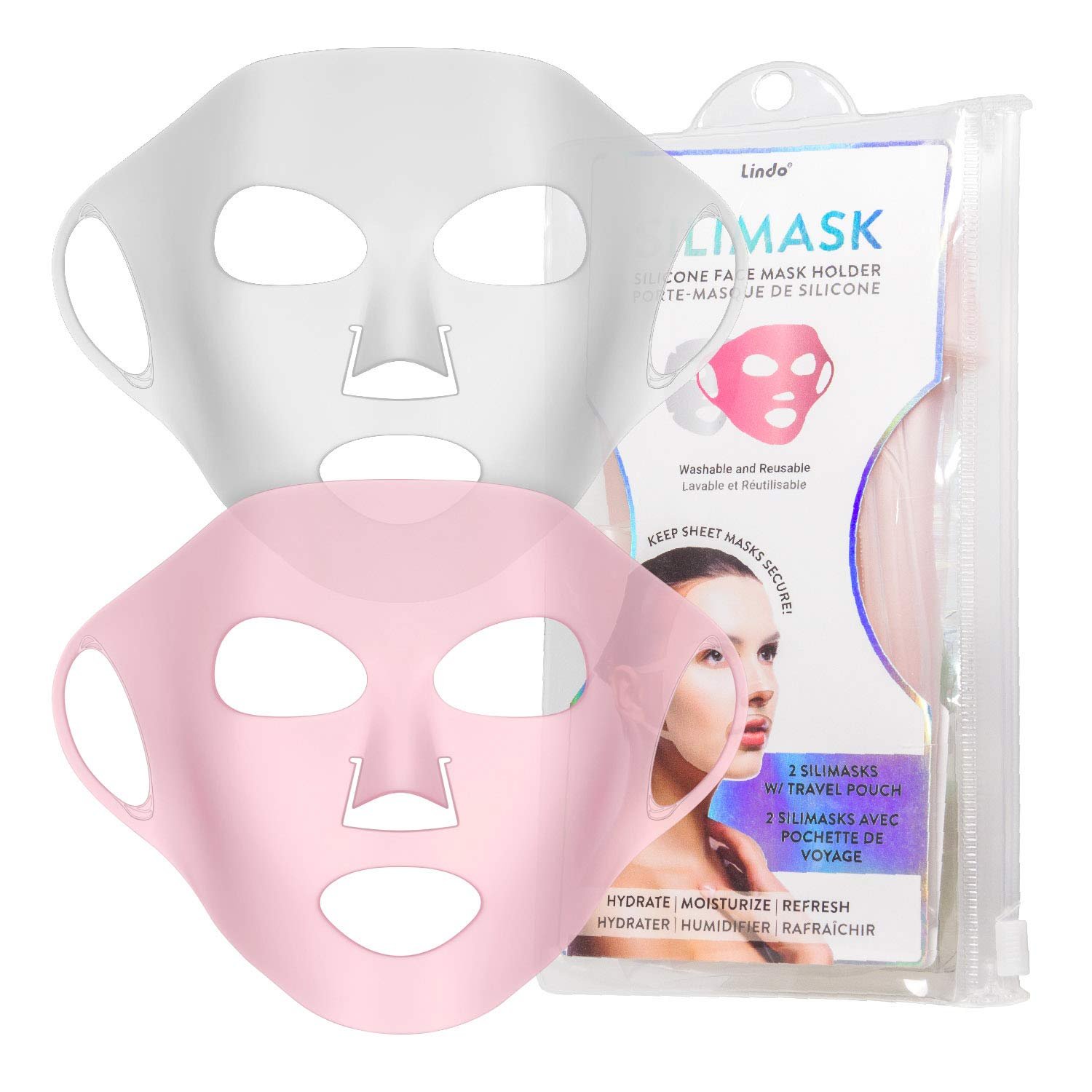 Lindo Silimask Reusable Silicone Facial Mask Cover for Sheet Masks – Travel Pouch Included
