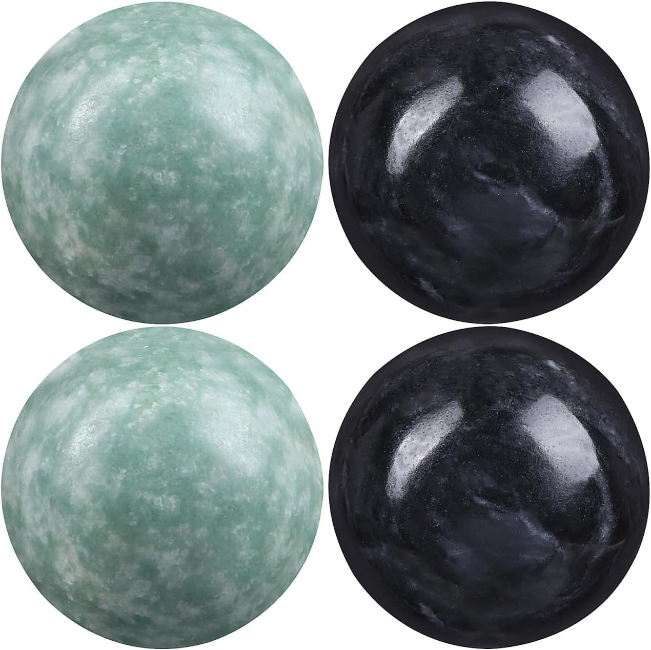 Healifty Baoding Balls Pack of 4-1.4 inch Chinese Balls for Hand, No Chime Chinese Health Exercise Massage Balls (Green,Black)