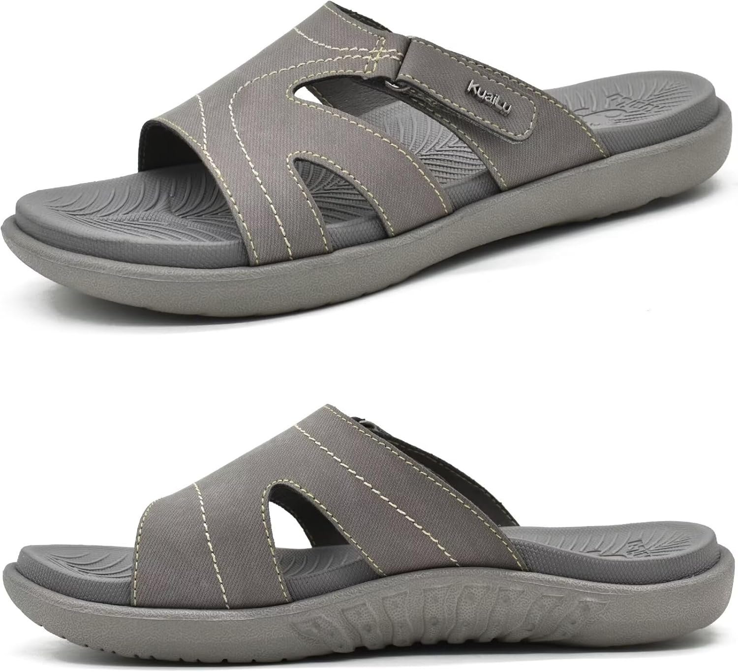 KuaiLu Womens Fashion Orthotic Slides Ladies Athletic Yoga Mat Memory Foam Walking Sandals Thick Cushion Recovery Summer Beach Slippers Comfortable Plantar Fasciitis Arch Support