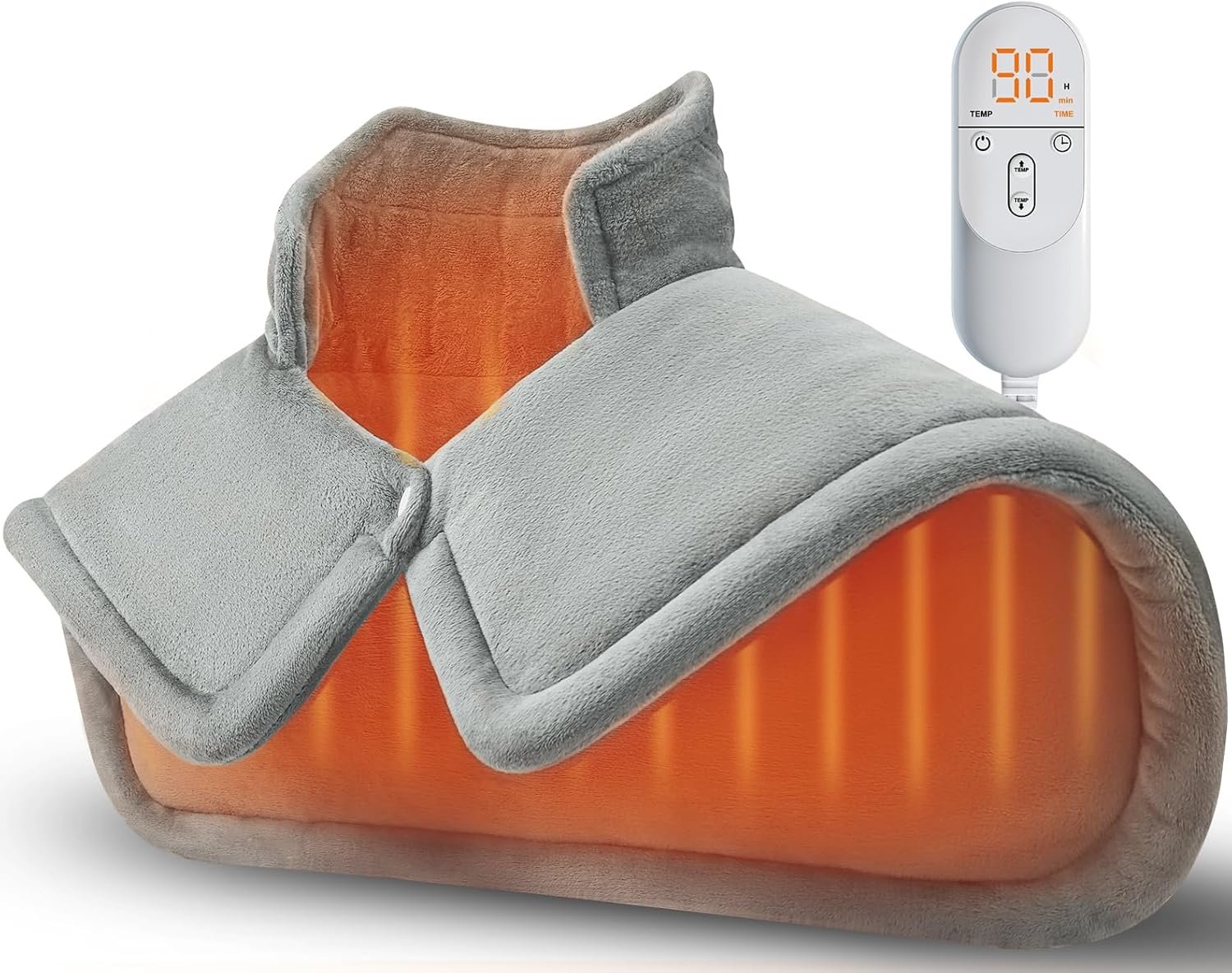 Heating Pad for Neck Shoulders Back, Weighted Heated Wrap, Electric Neck Shoulder Heating Pads 6 Heat Settings 4 Auto-Off,Mothers Day Gifts for Mom, Anniversary Birthday Gifts for Women Men Dad, Grey