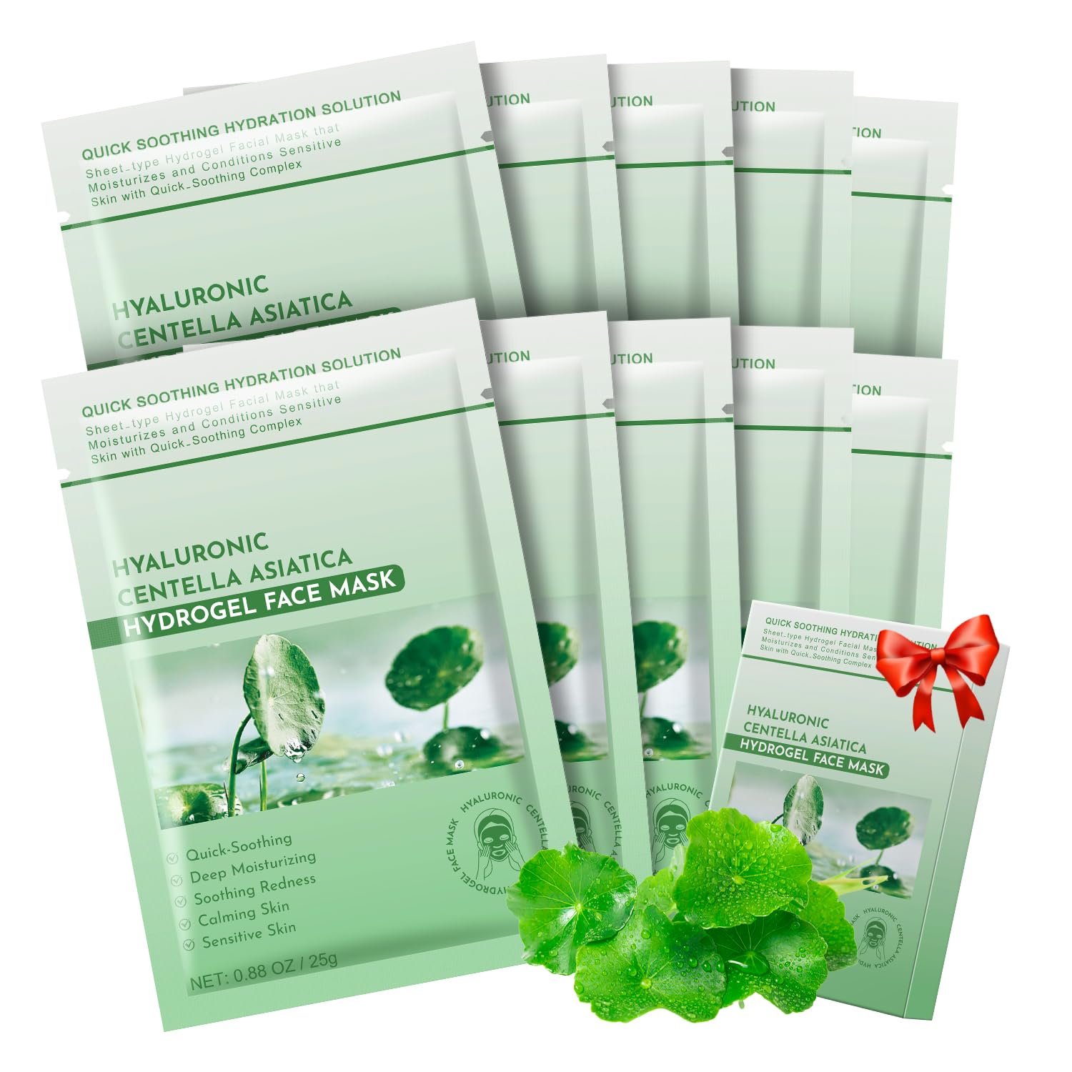 Calming Mask for Face, Centella Asiatica Calming Mask, Facial Masks with Aloe Hyaluronic Acid for Sensitive Skin,Soothing,Anti Aging Face Mask,Face Masks Skincare,Hydrating Sheet Facial Masks 10 pack