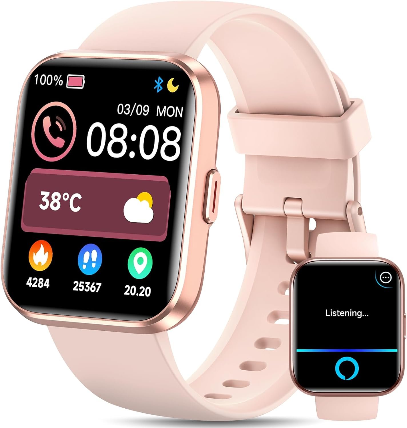Smart Watch for Women Gifts, Womens Smartwatch with Sleep,Heart Rate,Pressure,SpO2 Monitor & Cycle Tracking, Alexa/AI Voice & Call Fitness Watch with Schedule Reminders & 100+ Sports Modes-Pink