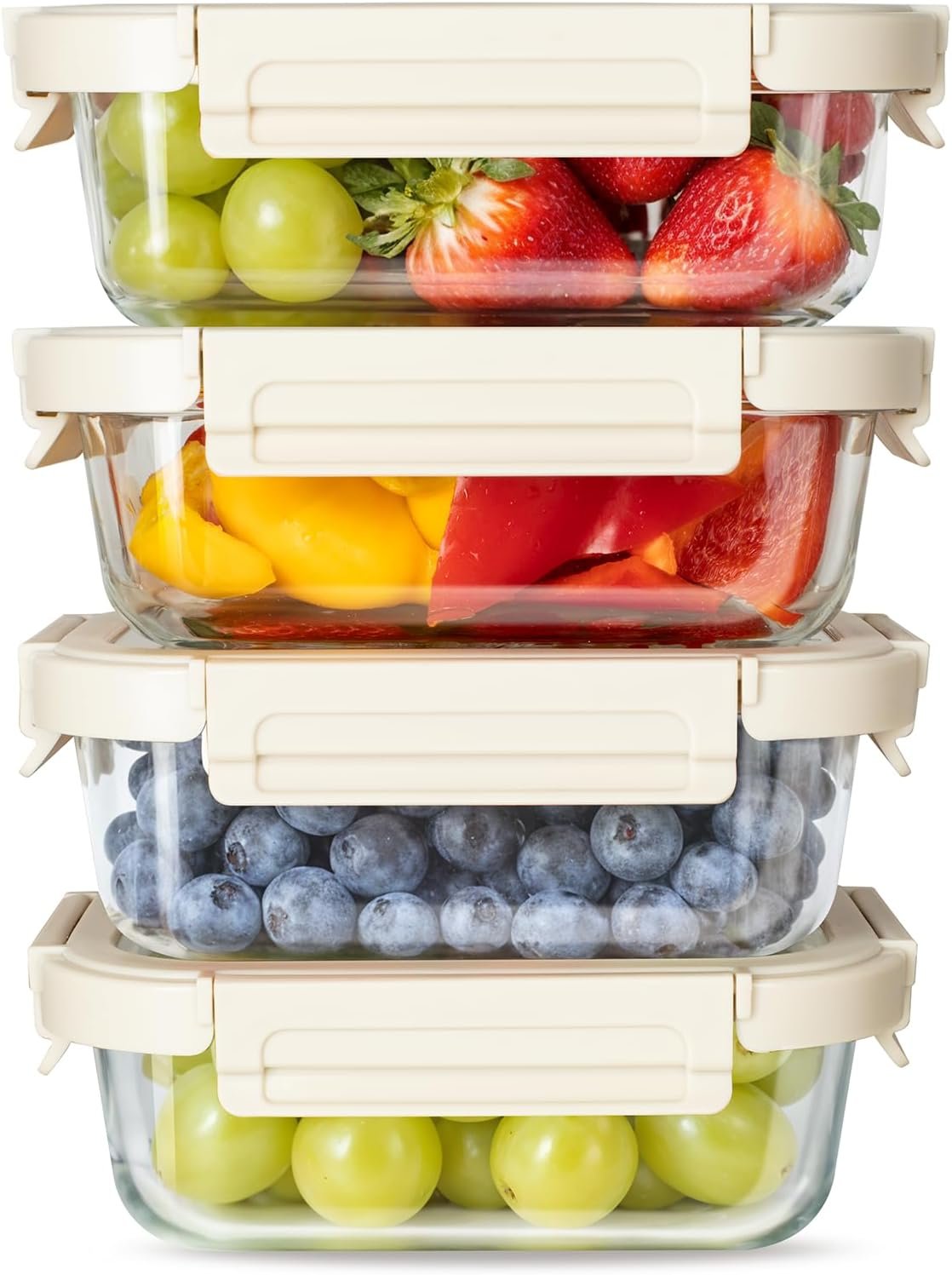 Simple Deluxe Food Meal Prep Containers with Exclusive Glass Lids, Glass Storage Containers with Lids, BPA-Free, Glass Lunch Boxes for Lunch, Pantry Organizers and Storage, Freezer to Oven Safe