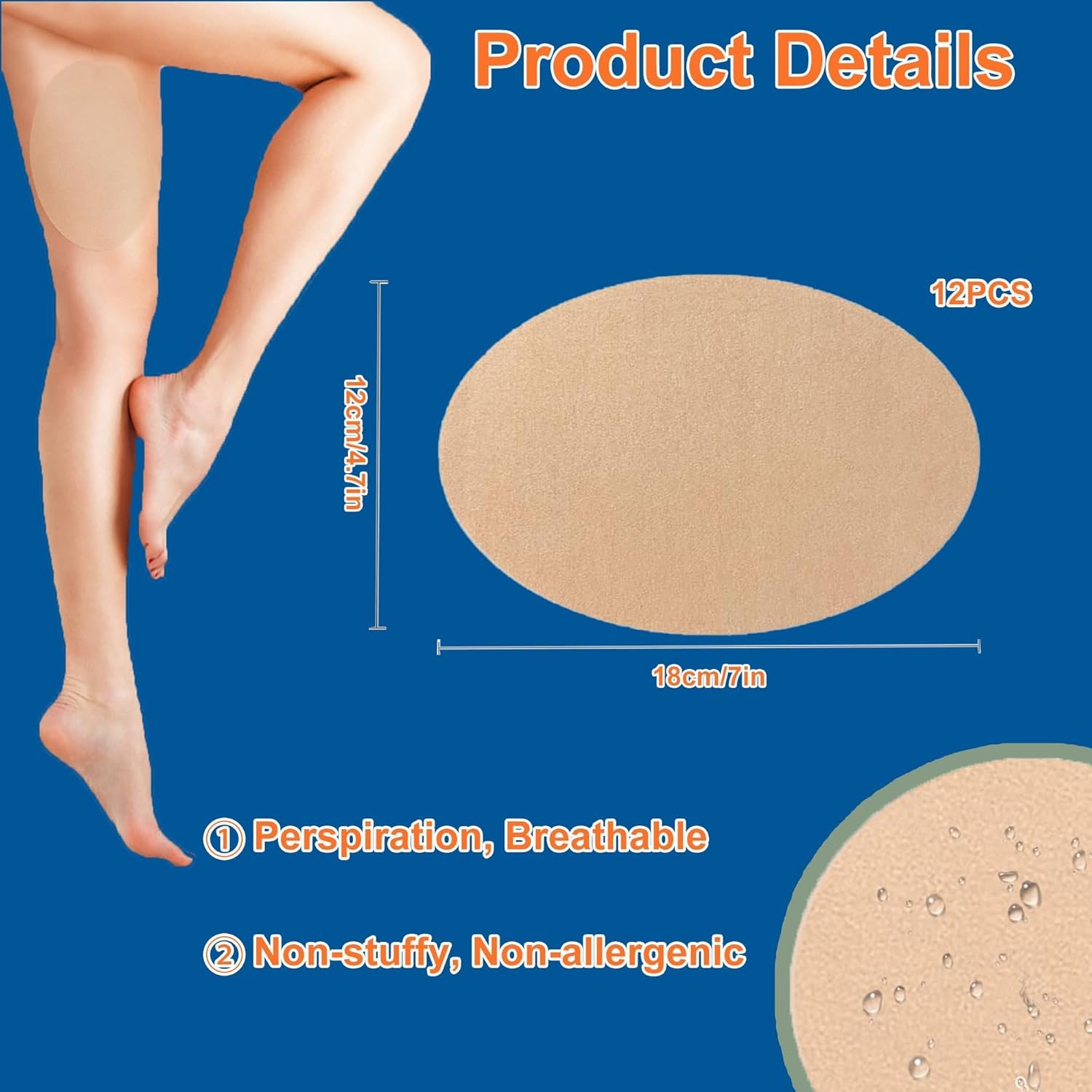 12 PCS Thigh Chafing Prevention Pads, Ultra-Thin Anti Chafing Stick for Women, Thigh Inner chub rub Patch,Body Breathable Sticker Pads