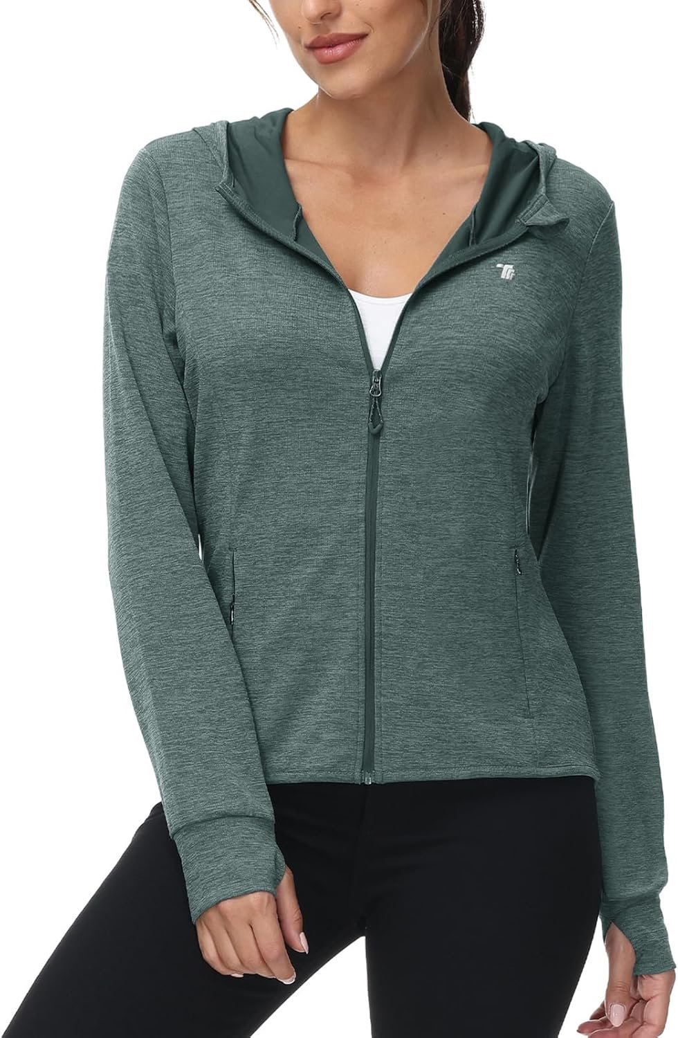 TBMPOY Womens UPF 50+ Sun Protection Hoodie Jackets Light Weight Long Sleeve Shirts Hiking Outdoor Full Zip Tops
