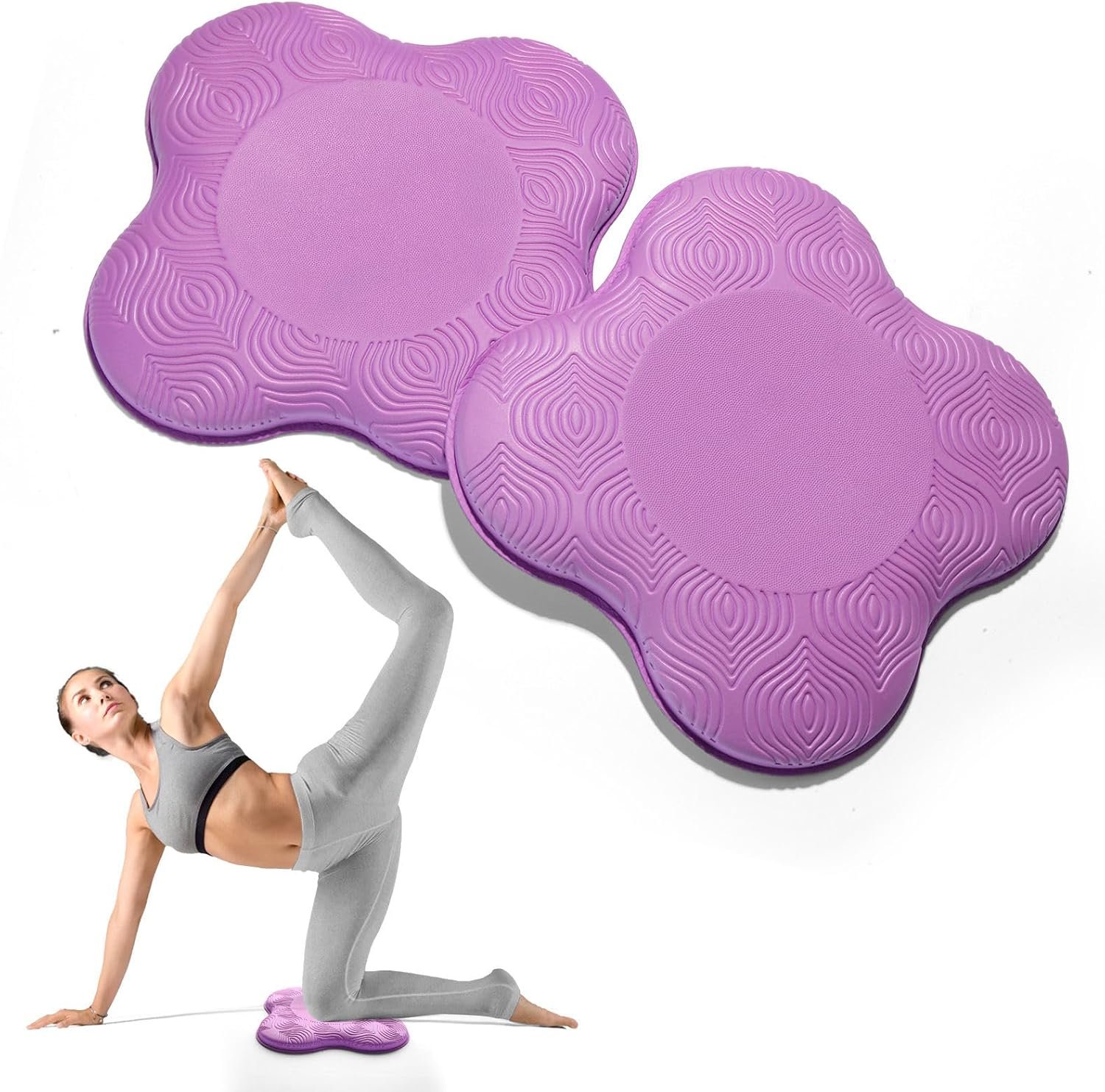 2 Packs Yoga Knee & Elbow Cushions – Extra Thick Foam for Knees, Elbows, Wrists, Hands & Head – Pilates & Kneeling Pads – Support Foam Pads for Women & Men