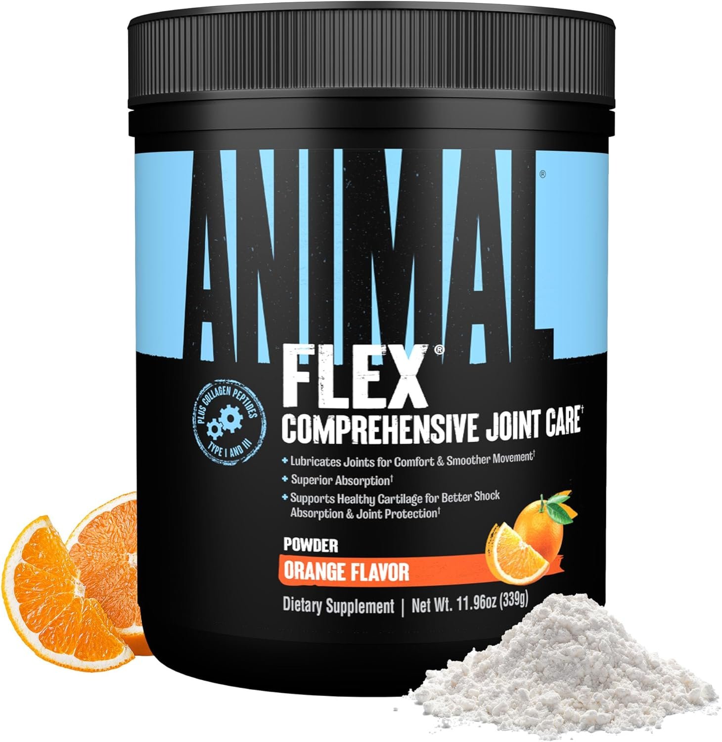 Animal Flex Powder – Joint Support Supplement for Pain Relief, Repair and Restore Muscles with Turmeric, Glucosamine, Chondroitin, MSM, Collagen and Boswellia, Great Tasting Orange Flavor, 30 Scoops