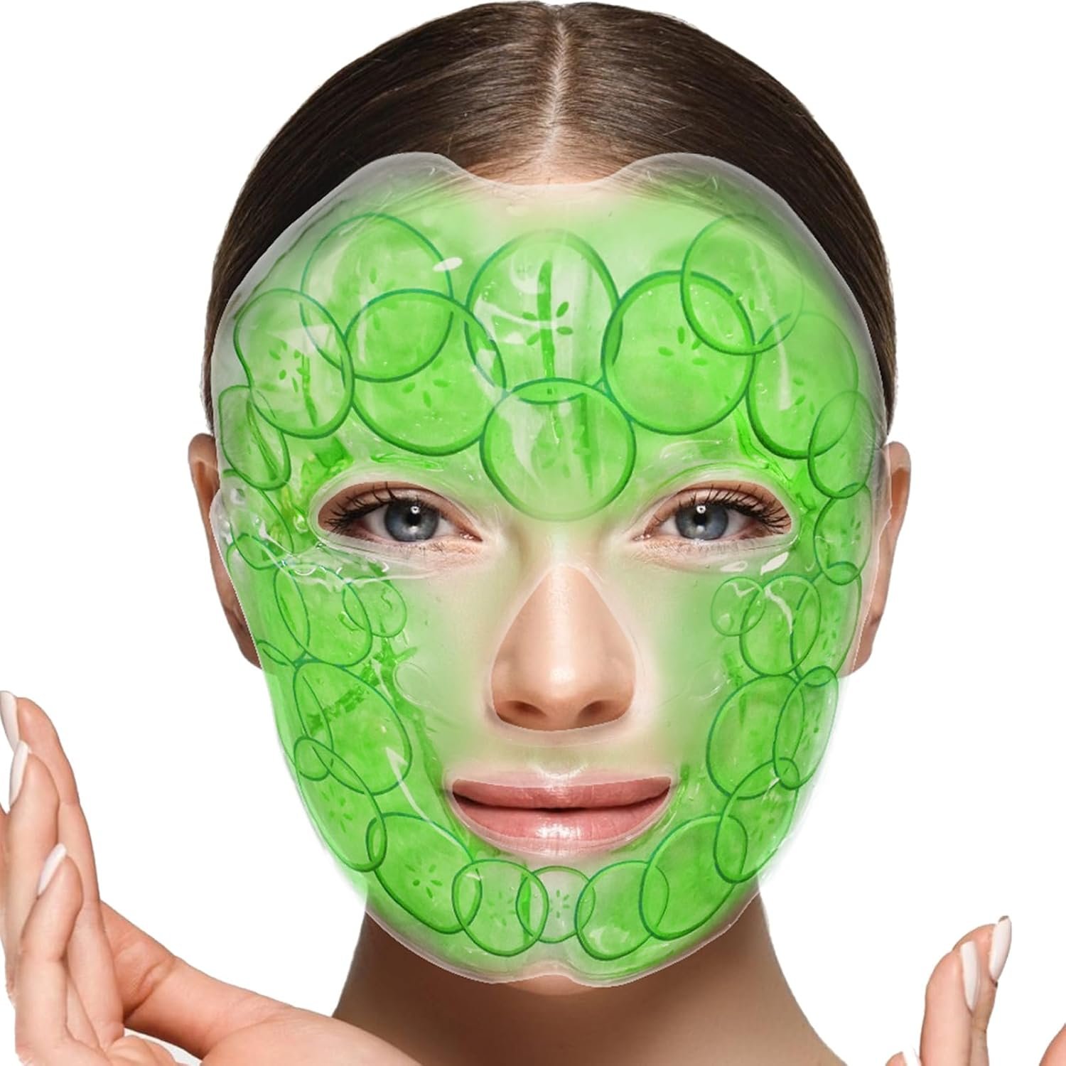 WORLD-BIO Ice Face Mask for Puffy Eyes & Dark Circles, Reusable Hot Cold Gel Face Mask, Cooling Eye Pack for Migraine Relief, Allergies, Skin Care & Post-Surgery Recovery