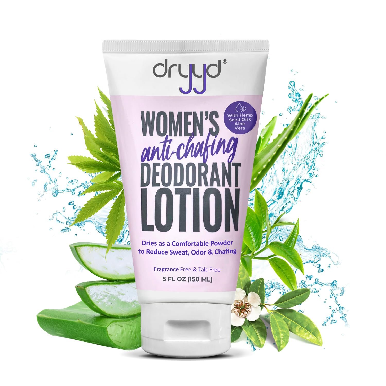 Womens Deodorant Lotion For Anti Chafing, 5oz Tube, Talc Free Body Powder, No Talcum Powder, Feminine Hygiene, Sweat Itch Cream, Prevent Sweat On Breasts Inner Thighs and Butt, Gift For Women