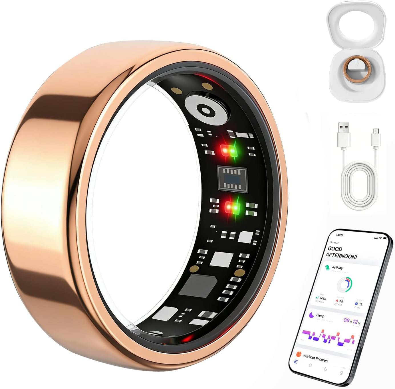 Smart Ring Gen 3 for Men Women, IP68 Waterproof Health Tracker with No Subscription Fee, Sleep and Stress Monitoring, Activity Fitness Ring, Android/iOS Compatible (Rosegold,8)