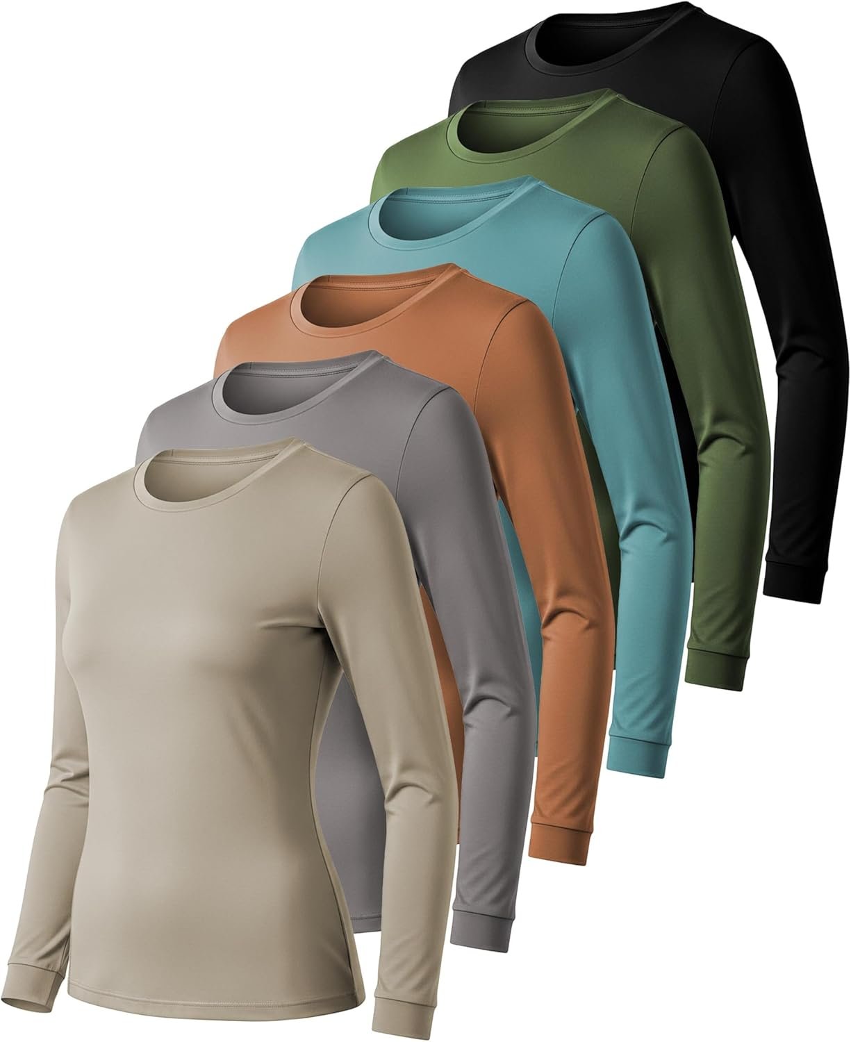 Womens Ultra Soft Midweight Baselayer Top | All Season Thermal Scoop Neck Long Sleeve Shirt | Multi Packs
