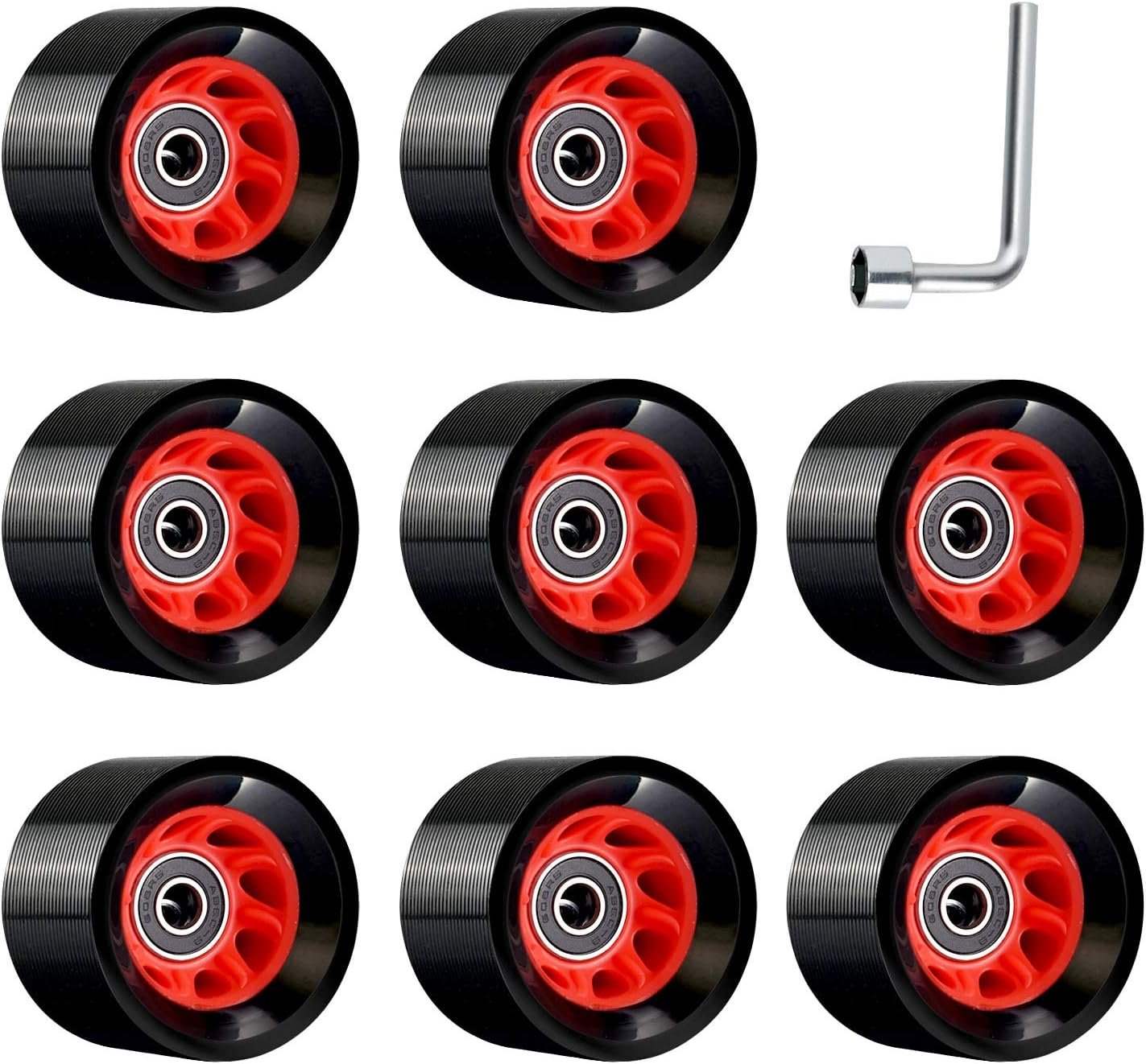 TOBWOLF 8 Pack 58mm x 39mm, 95A, Indoor Quad Roller Skate Wheels for Roller Derby Speed Skating, Artistic, Jam, Rink & Rhythm Skates, PU Wear-Resistant Wheels Double-Row Roller Skates Accessories