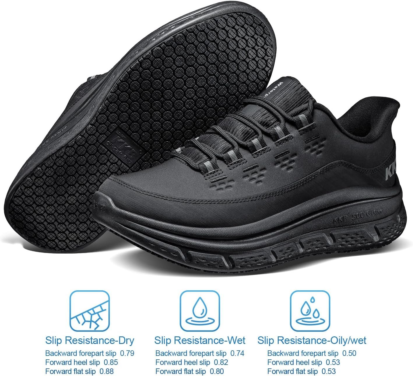 Non Slip Work Shoes Women Easy Slip Walking Shoes for Women Waterproof Sneakers for Restaurant Kitchen Nursing with Arch Fit Support Orthopedic
