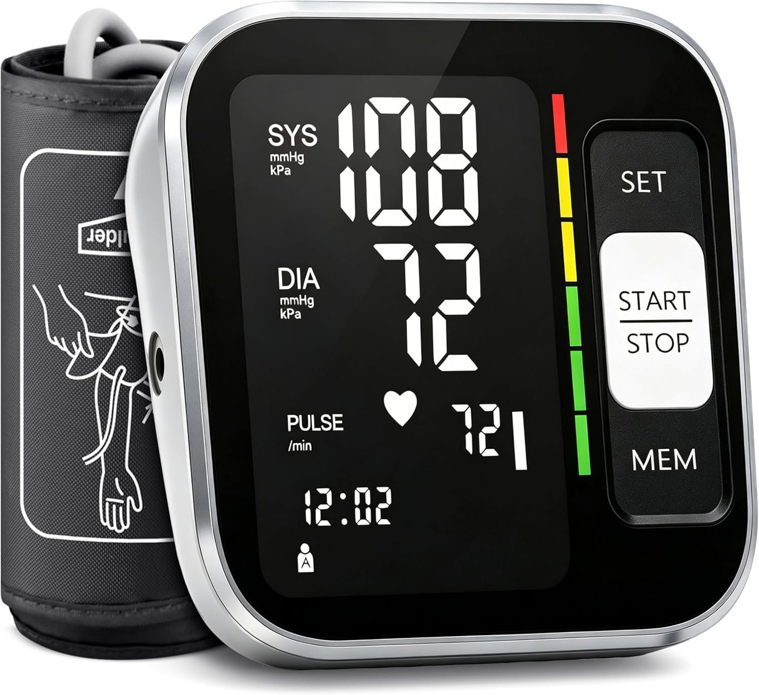 Blood Pressure Monitor Upper Arm Digital Blood Pressure Machine for Home Use with Backlit Display 8.7″-15.7″ Cuff with Storage Bag