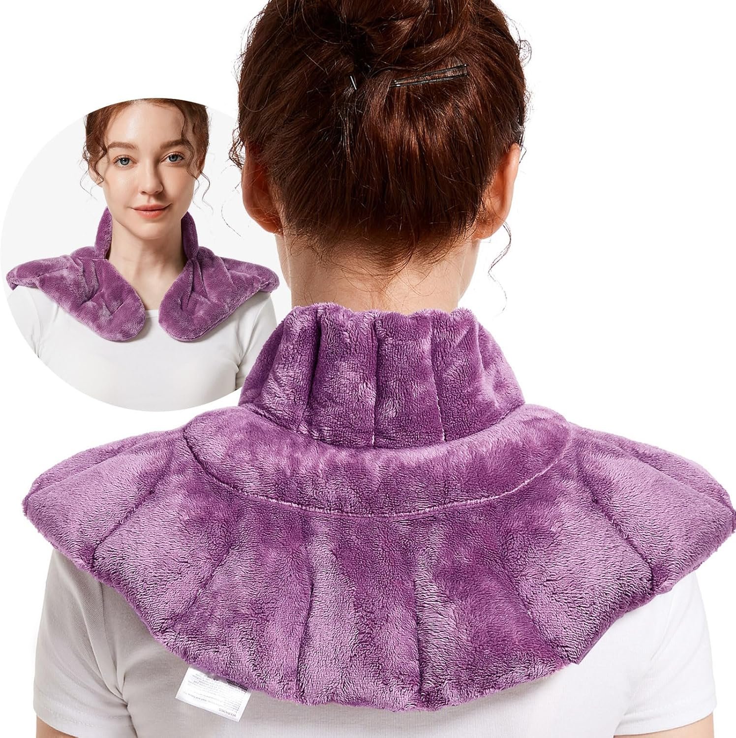 RelaxCoo Microwavable Heating Pad for Neck, Shoulders, and Back – Weighted Neck Warmer with Moist Heat, Purple, Lavender Scented