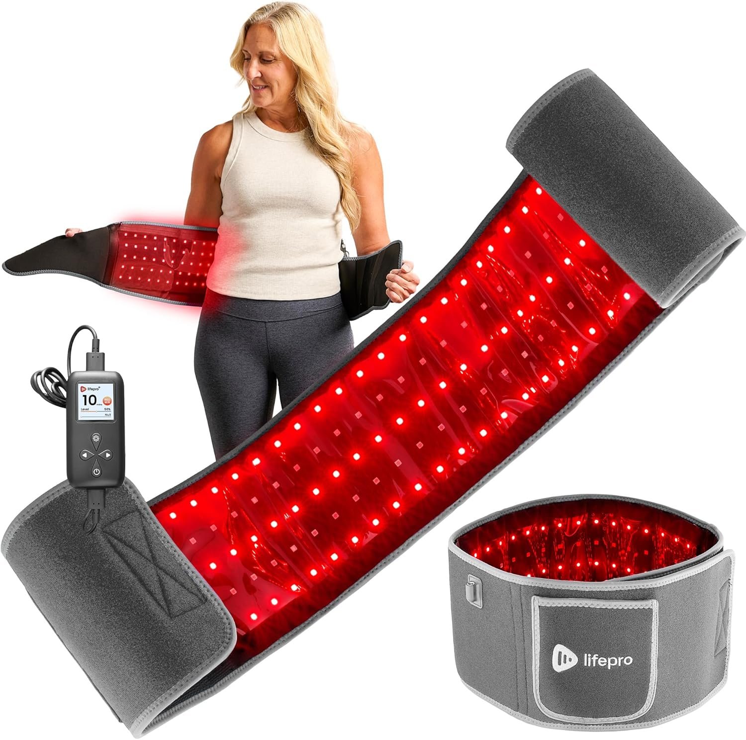Lifepro Red Light Therapy Belt – Infrared Red Light Therapy for Body, Back Pain and Shoulder – 660nm & 850nm Near Infrared Heating Pad – Adjustable & Portable for Wellness & Relaxation