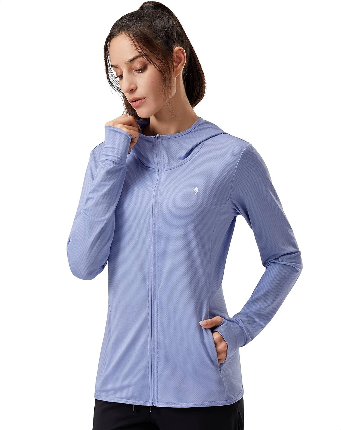 Soothfeel Women’s UPF 50+ Sun Protection Hoodie Jacket Lightweight Long Sleeve Sun Shirt for Women with Pocket Hiking Outdoor