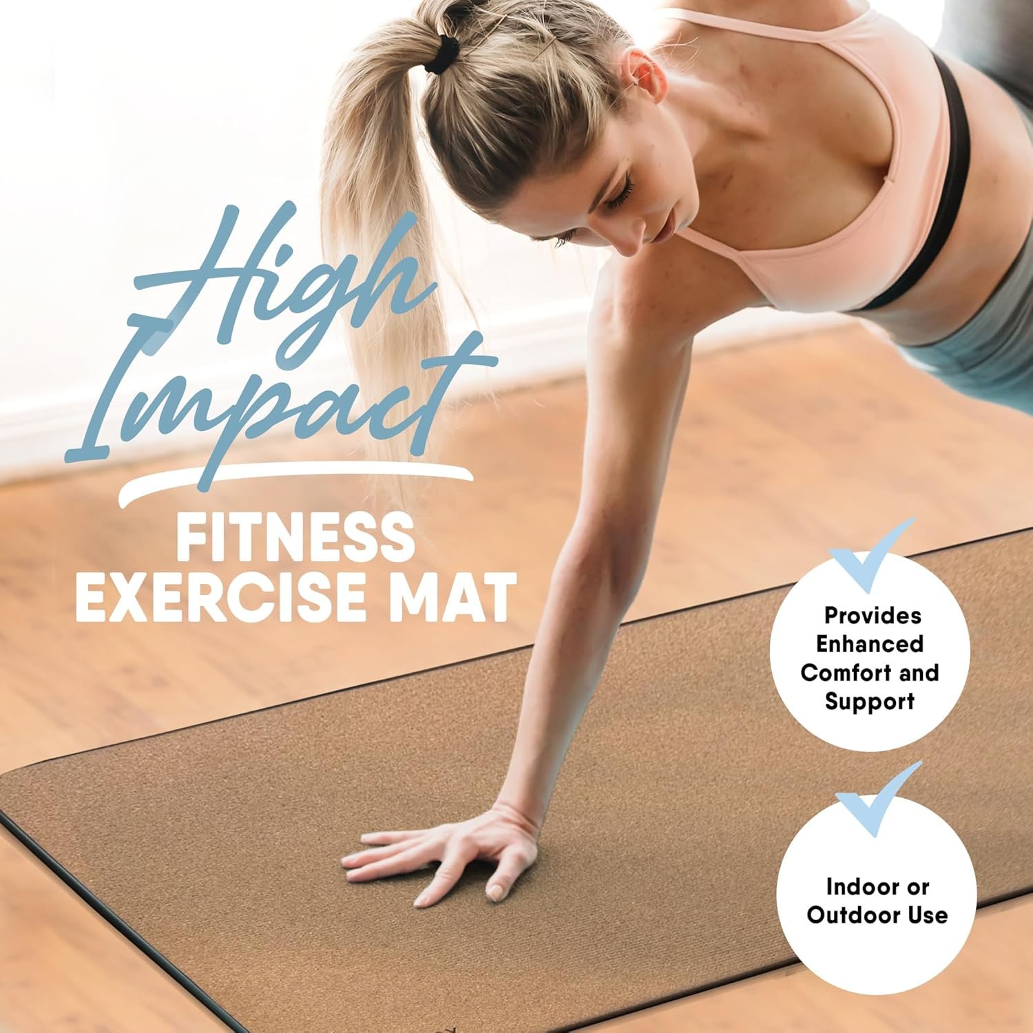 MICRODRY Cork Mat for Yoga, Pilates, Exercise and More, Fitness Mats for Home Workout, 72 (L) x 26 (W) x 0.25 (Th) inches Each Gym Mat