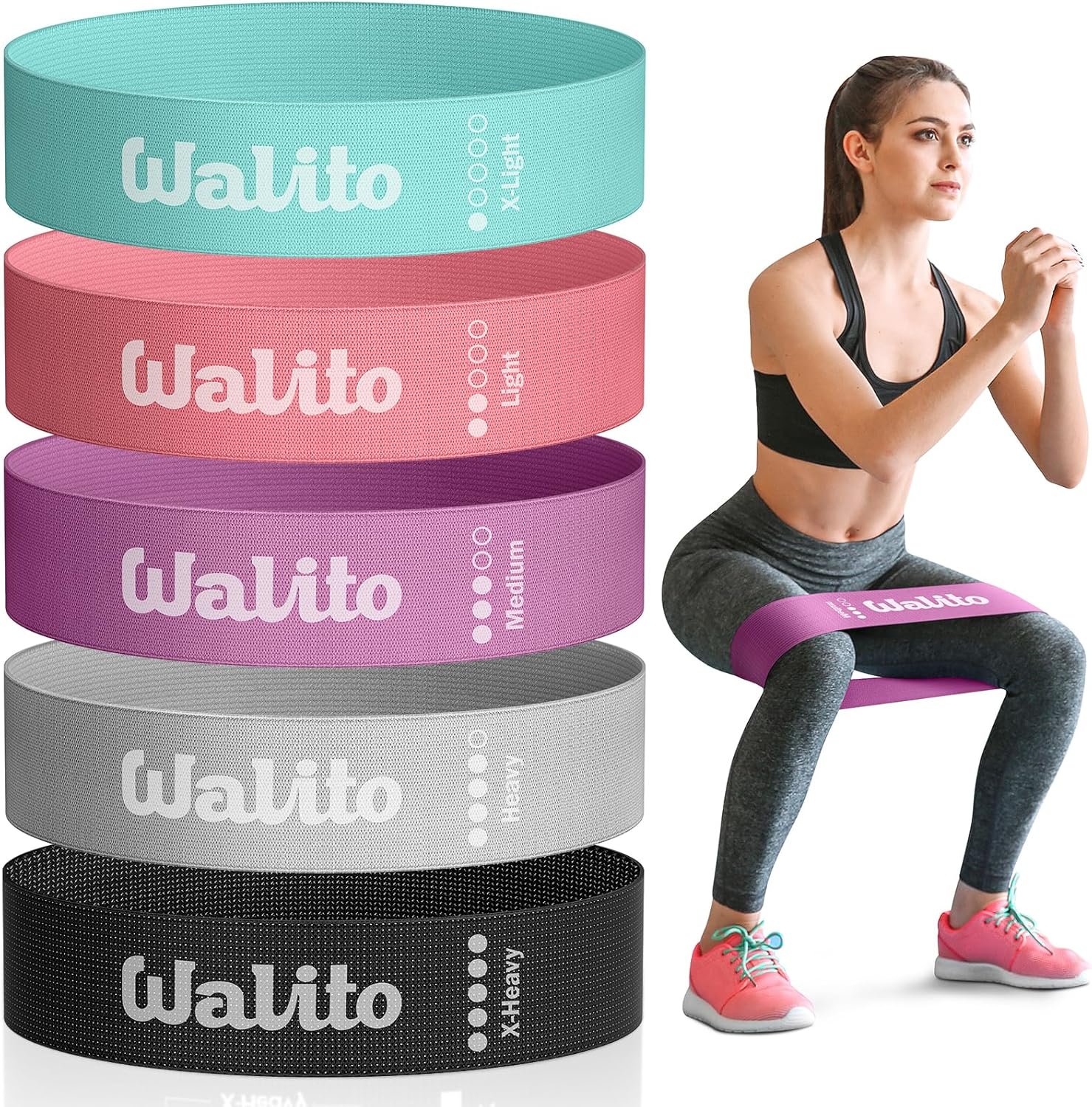 Fabric Resistance Bands for Working Out – Booty Bands for Legs -Glutes Training for Women and Men – Exercise Bands for Squats, Yoga, Physical Therapy -Home Gym Fitness