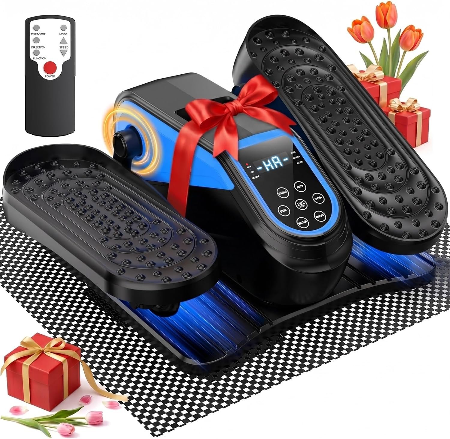 VIVURN® 023 Under Desk Elliptical Mini Electric Leg Exerciser for Senior, 12 Speeds RF Remote Display Monitor Non-Slip Mat, Quiet & Compact Seated Pedal Exerciser for Home Office Gift for Mom Dad