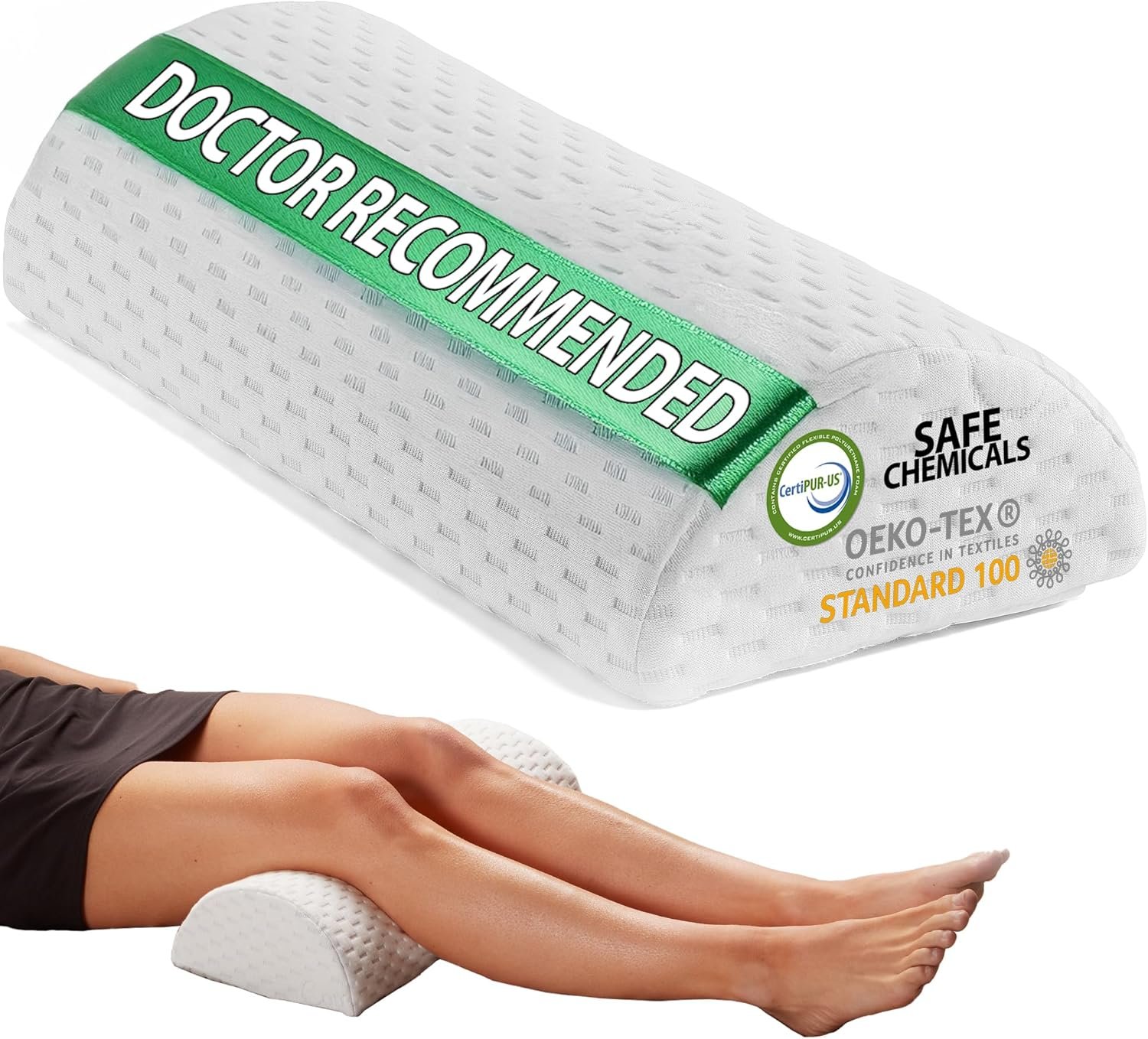 ComfiLife Knee Pillow for Back Sleeping – 100% Memory Foam Bolster Pillow for Legs – Under Knee Pillow for Sleeping on Back – Leg & Hip Pain Relief for Side Sleepers – Half Moon Pillow