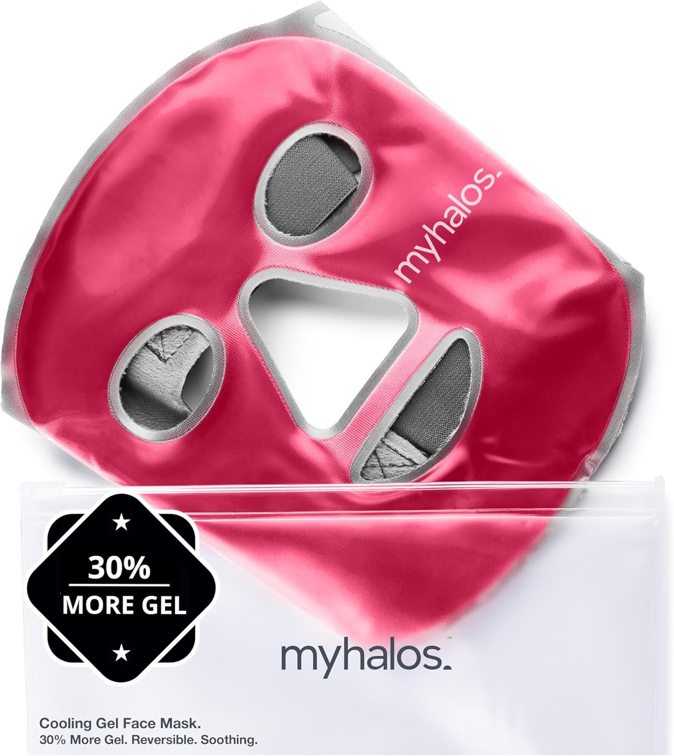 MyHalos® Ice Face Mask – Frozen Face Mask for Pain Relief, Migraine & Wisdom Tooth Surgery – Cooling Mask for Swelling, Puffiness & Stress Relief – Hot or Cold Gel Mask Cold Pack (Pink)