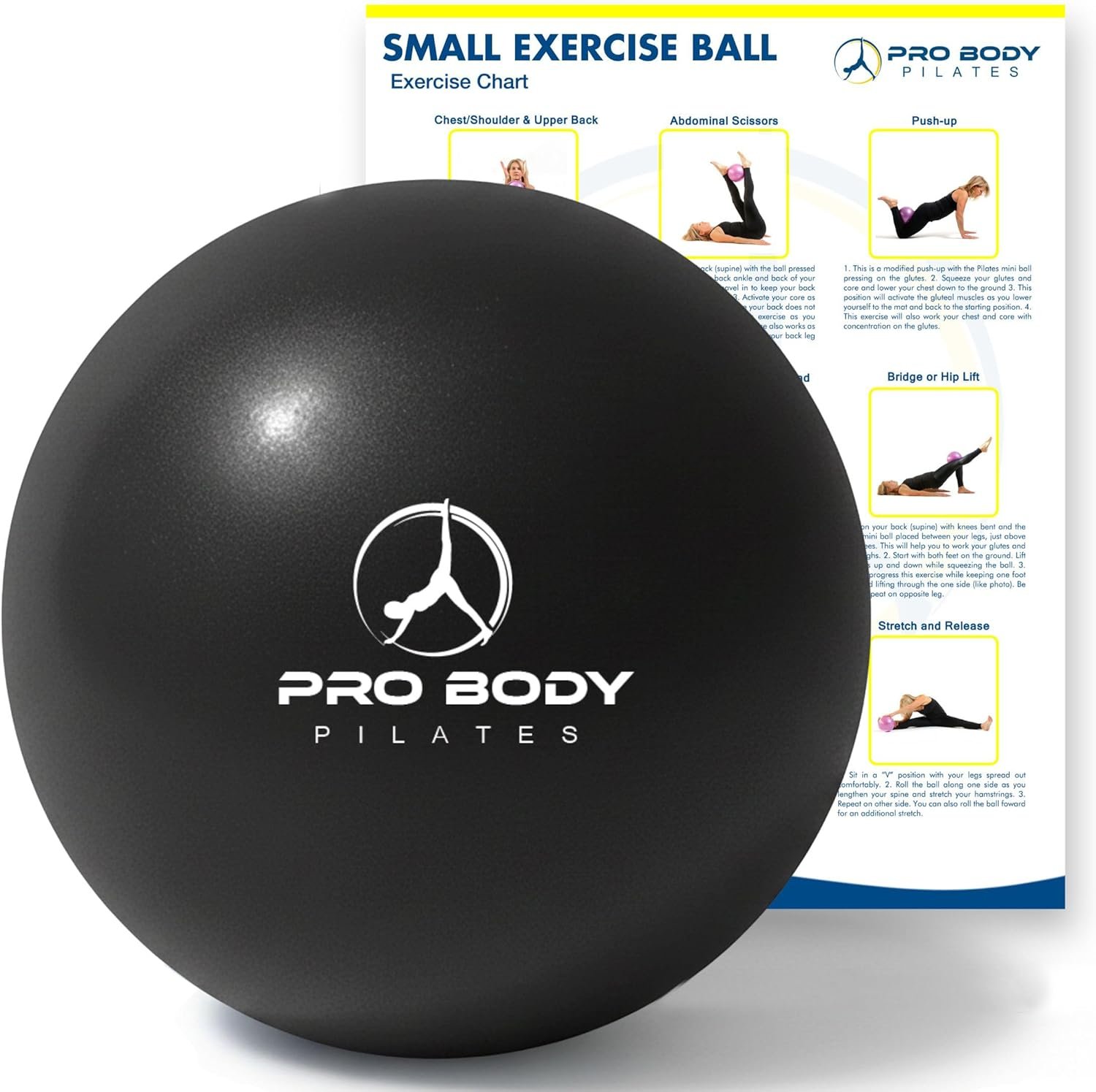 ProBody Pilates Small Exercise Ball – 9 Inch Workout Ball for Stability, Barre, Yoga, Core & Physical Therapy