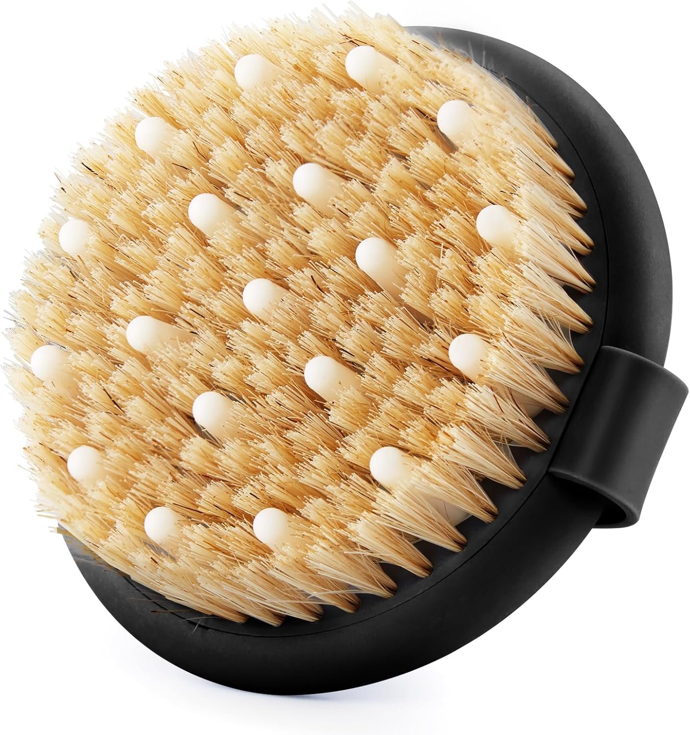 Dry Brushing Body Brush for Massage – Natural Boar Bristle Exfoliating Brush with Massage Nodes for Lymphatic Drainage, Cellulite, Blood Circulation Improving Skin Health for Women Men Elderly(Black)