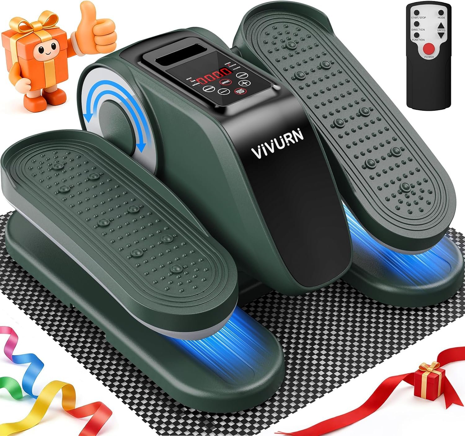 VIVURN-Upgraded Under Desk Elliptical 12 Speeds Forward & Reverse Manual & Auto Mode, Electric Leg Exerciser As Seen on TV for Seniors with Non-Slip Mat Quiet Smooth for Home Office, Gift for Mom Dad