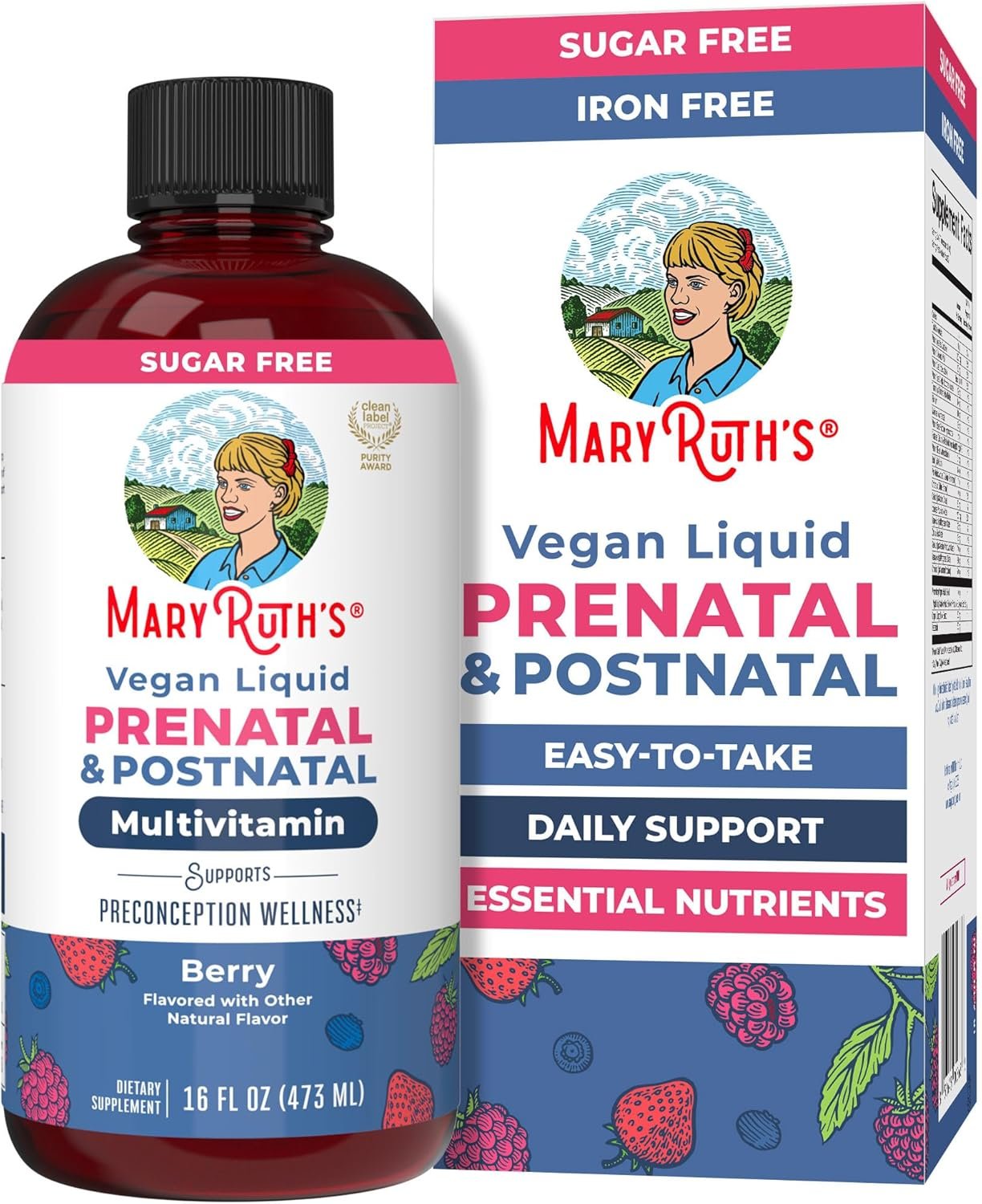 MARYRUTH’S Postnatal & Prenatal Vitamins for Women | Sugar Free | Womens Multivitamin for Pre-Conception, Pregnancy & Nursing | Ginger | Selenium | Folate | Vegan | Non-GMO | Gluten Free | 16 oz
