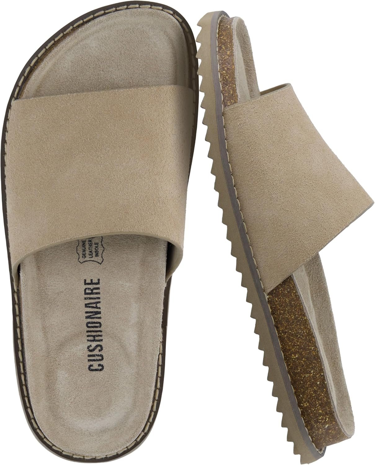 CUSHIONAIRE Women’s Ritual Suede Arch Support Slide Sandals