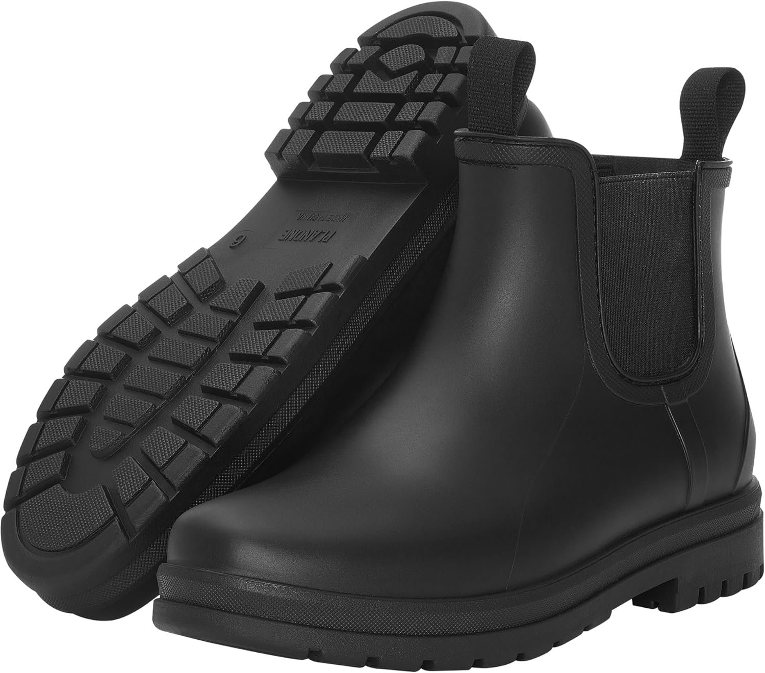 Planone Short Rain Boots for Women Chelsea Fashion Waterproof Ankle Non-Slip Matte Surface Rubber Boots Lightweight Outdoor Garden Shoes Work Booties for Ladies with Arch Support and Removable Comfort Insole