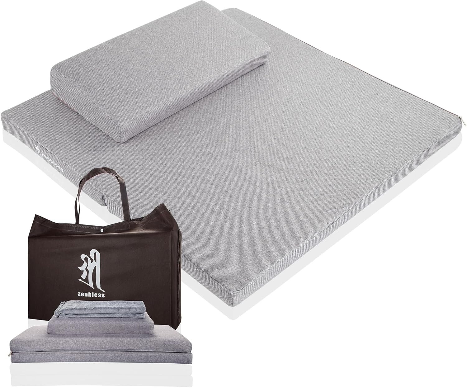 ZenBless Zafu Meditation Cushion Set,Yoga Meditation Pillow for Sitting on Floor,Large Square Meditation Mat and Pillow Set, Floor Pillow, Washable Cover(27.6″)