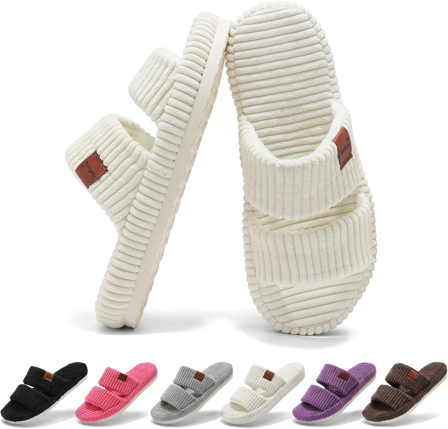 House Slippers for Women Indoor, US Original Design Memory Foam Womens Slippers with Arch Support, Washable Open Toe Ladies Woman Slipper for Bedroom Hospital Delivery House Shoes