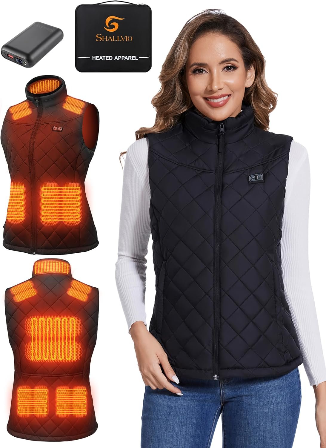 Heated Vest Women with 20000mAh 7.4v Battery Pack Included, Lightweight Quilted Electric Warming Heating Vest