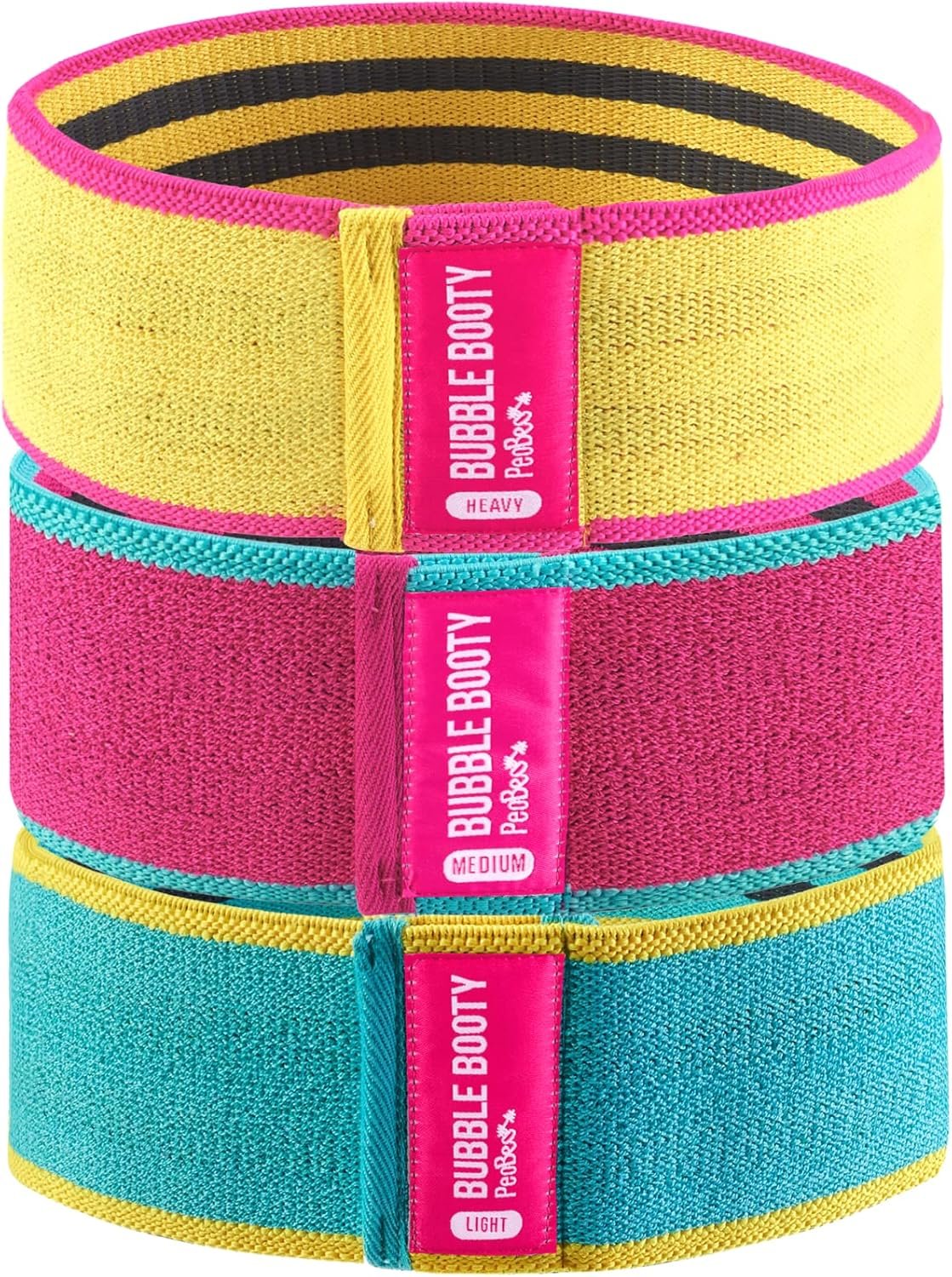 PeoBeo 3 Pack, Get Sexy and Slimmer with Non Slippery Fabric Resistance Booty Bands with Full Training Video, Ideal for Strength Building, Pilates, Rehab, Fitness, Pickleball Warm Up and Home Workout