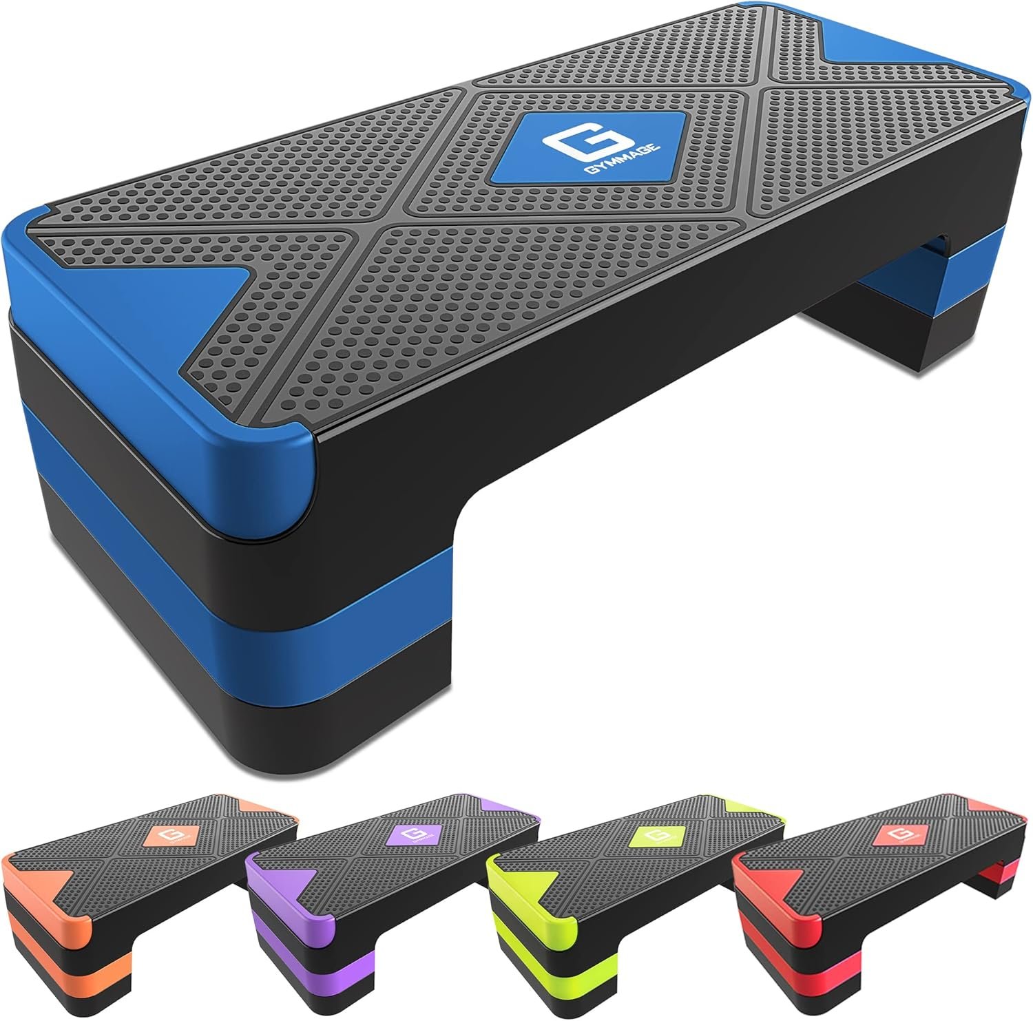 GYMMAGE Aerobic Exercise Step, Adjustable Aerobic Stepper for Exercise, Workout Step Platform for Step Up, 26.5″ Step Deck with 4” 6” 8” Adjustable Height Risers, Women Home Gym Cardio Fitness
