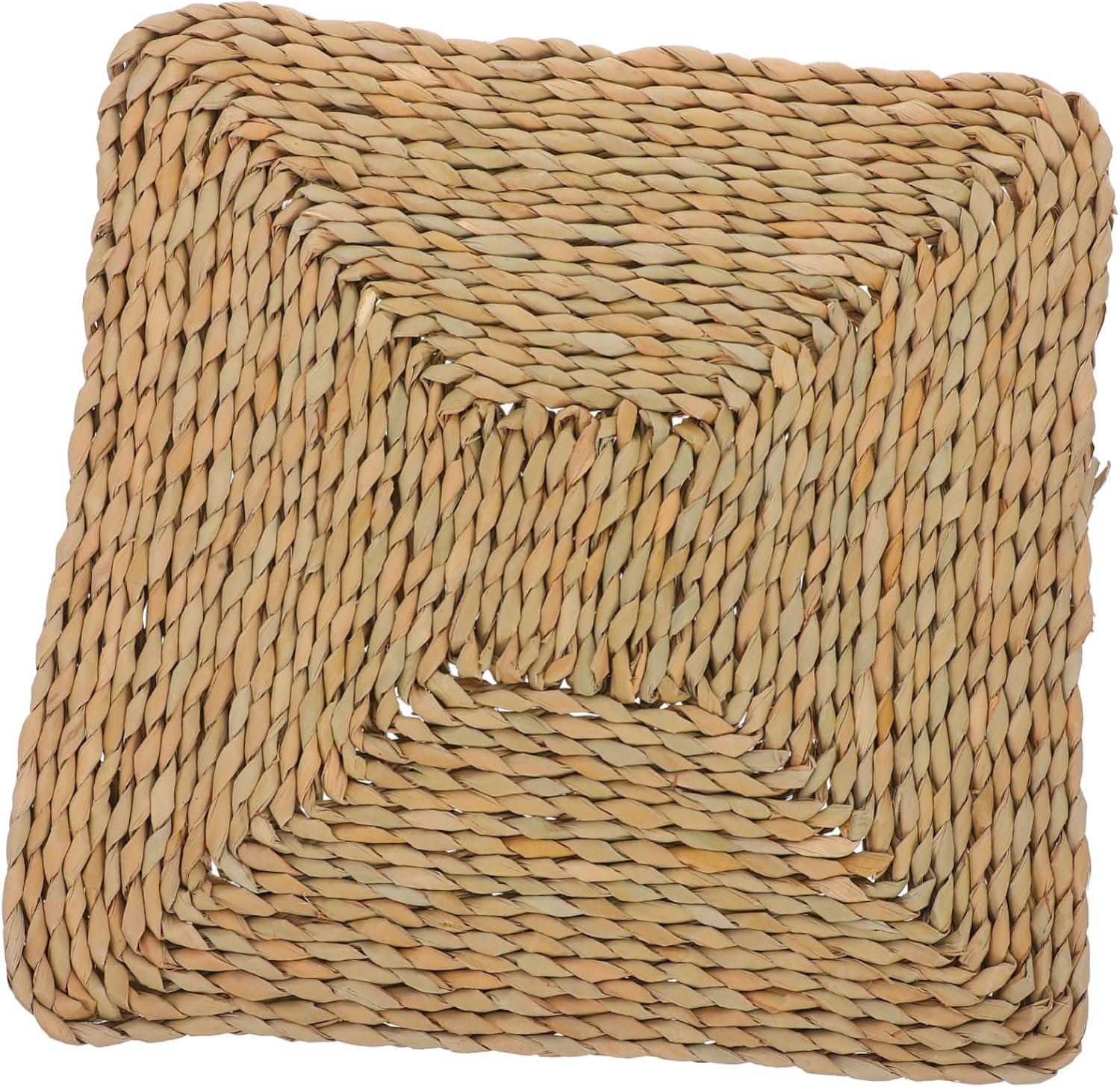 YARNOW Straw Floor Woven Yoga Seat Cushion Chair Pad Square Straw Cushion for Sitting Decorative Pillow