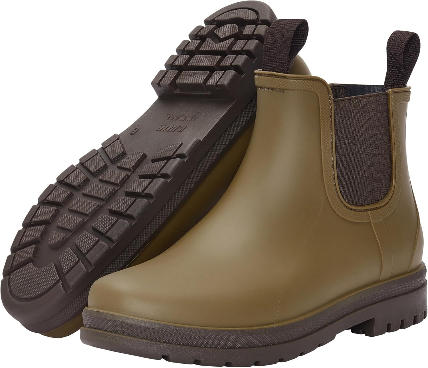 Planone Short Rain Boots for Women Chelsea Fashion Waterproof Ankle Non-Slip Matte Surface Rubber Boots Lightweight Outdoor Garden Shoes Work Booties for Ladies with Arch Support and Removable Comfort Insole